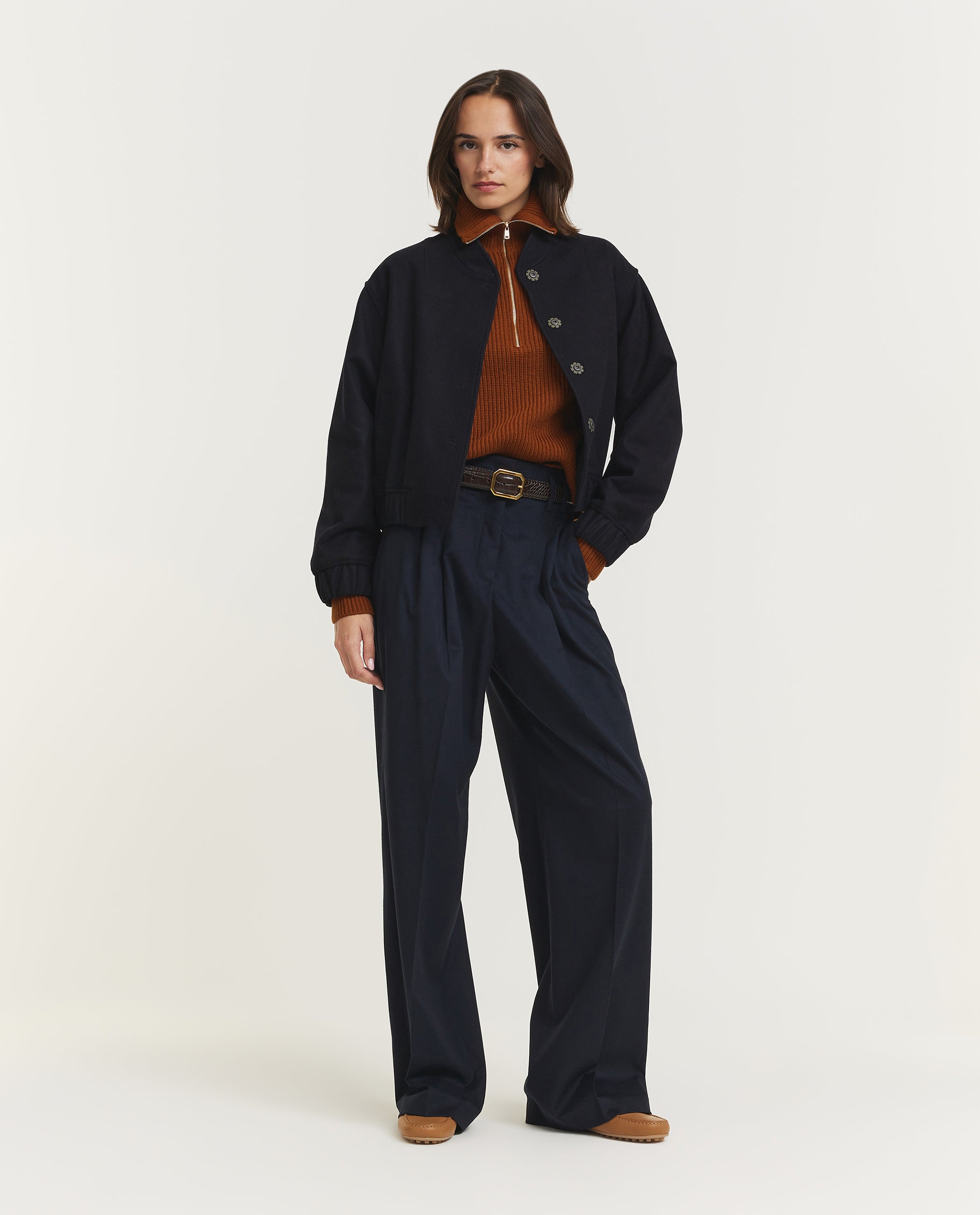 Wollen Bomberjack - Donkerblauw