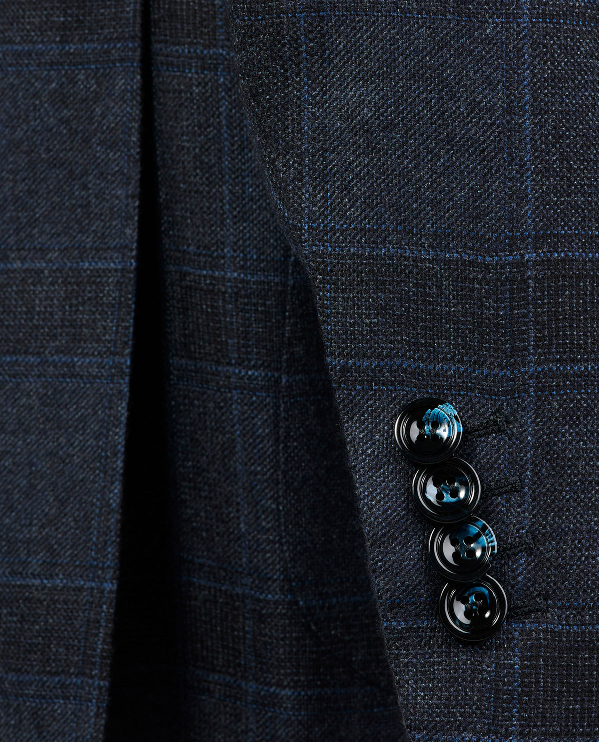 Geruit Handgemaakt Cashmere Jasje - Blauw