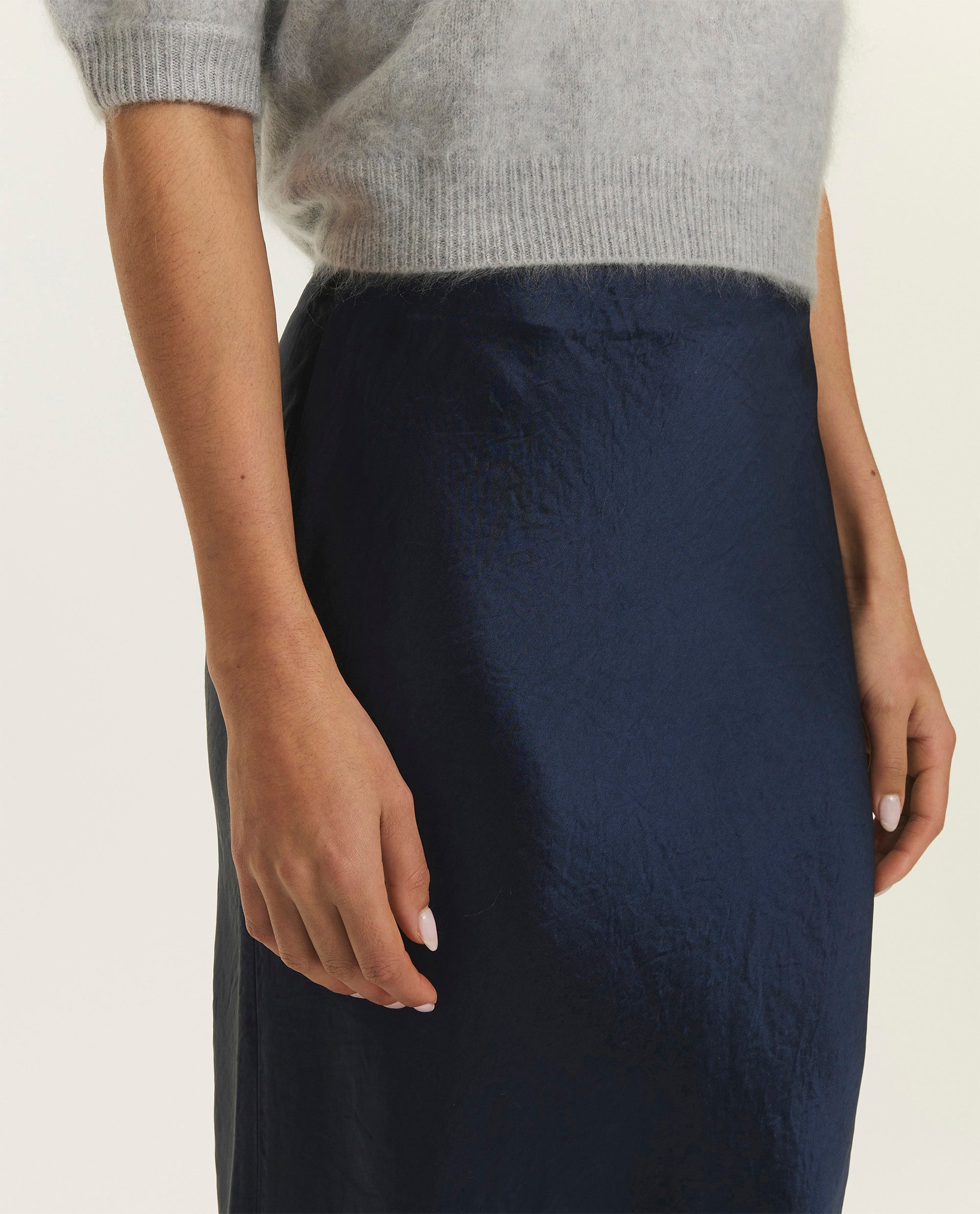 Satijnen Midi Rok - Blauw