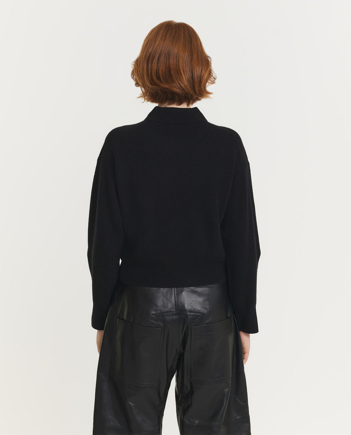 Split Sleeve Mock Trui - Zwart