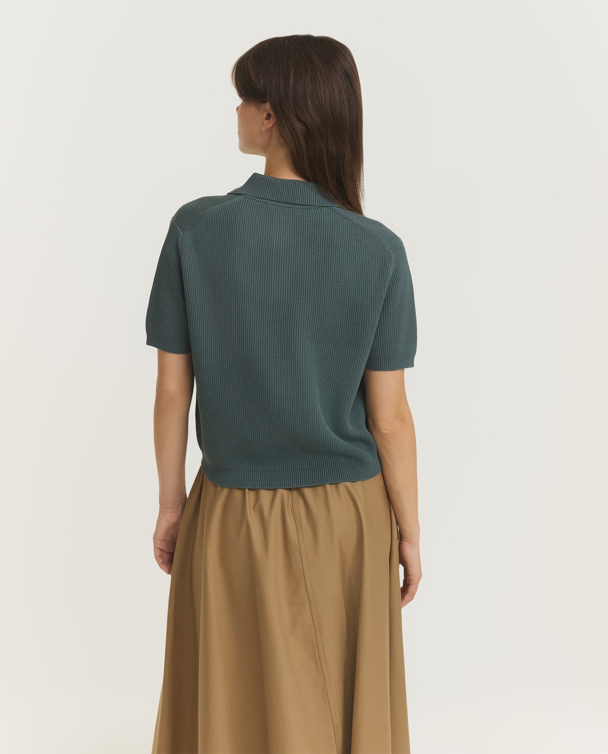 Ribbed Silk-Cotton Polo