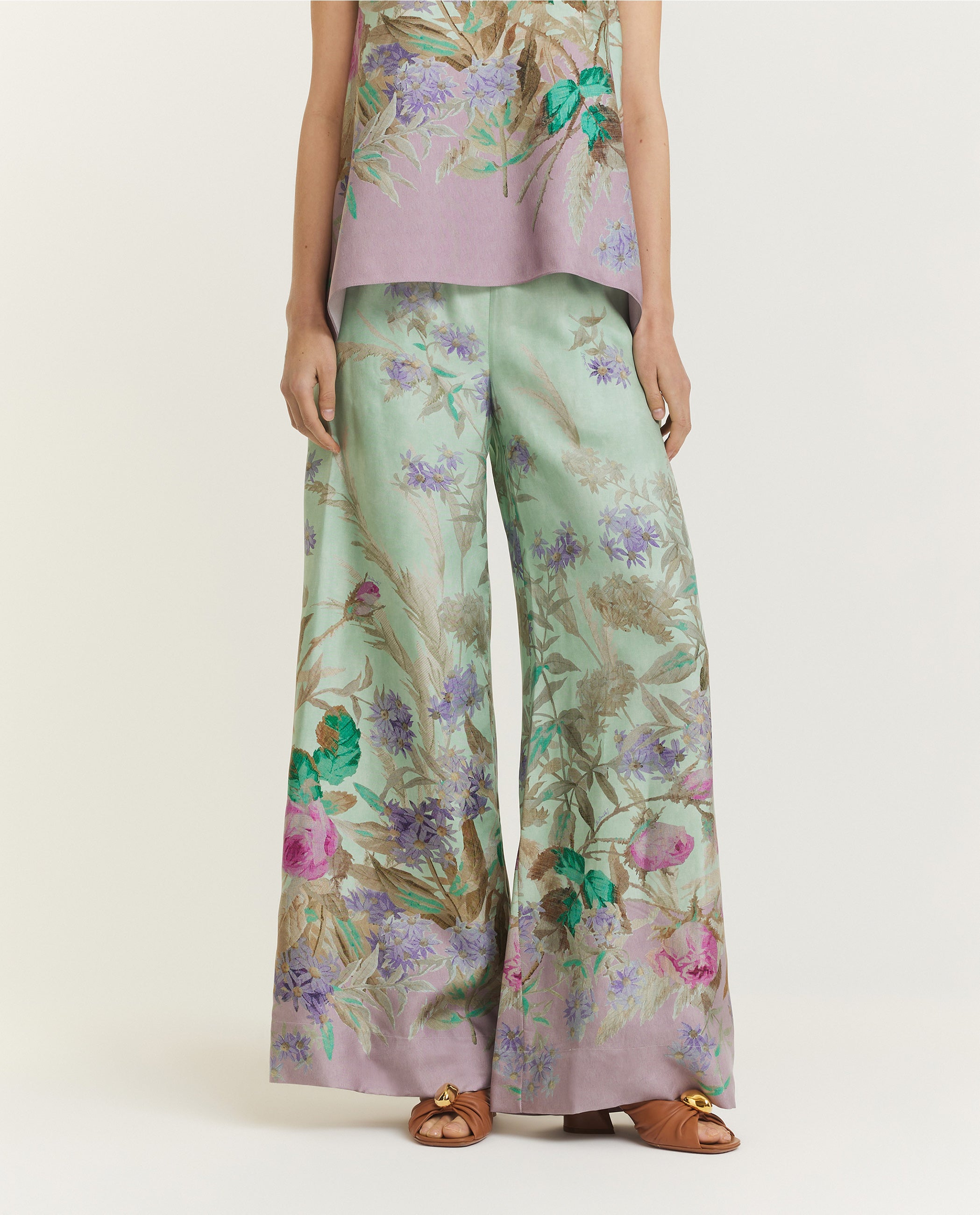 Zijden Palazzo Broek - Groen