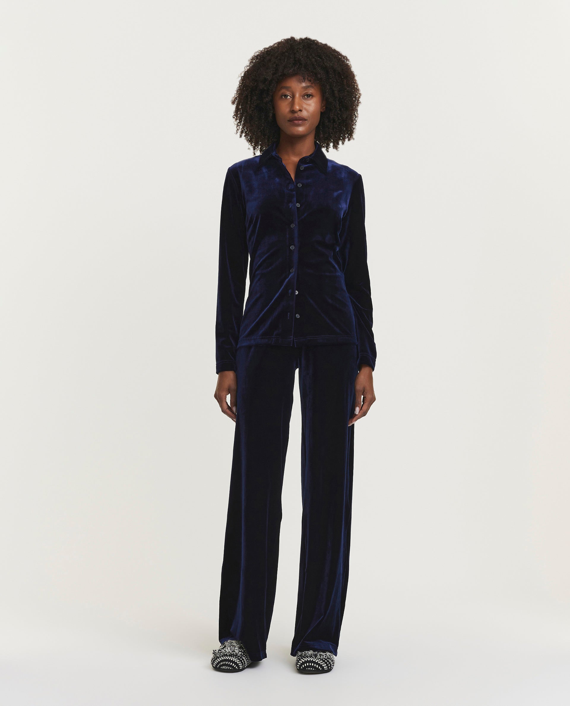 Fluwelen Blouse - Donkerblauw