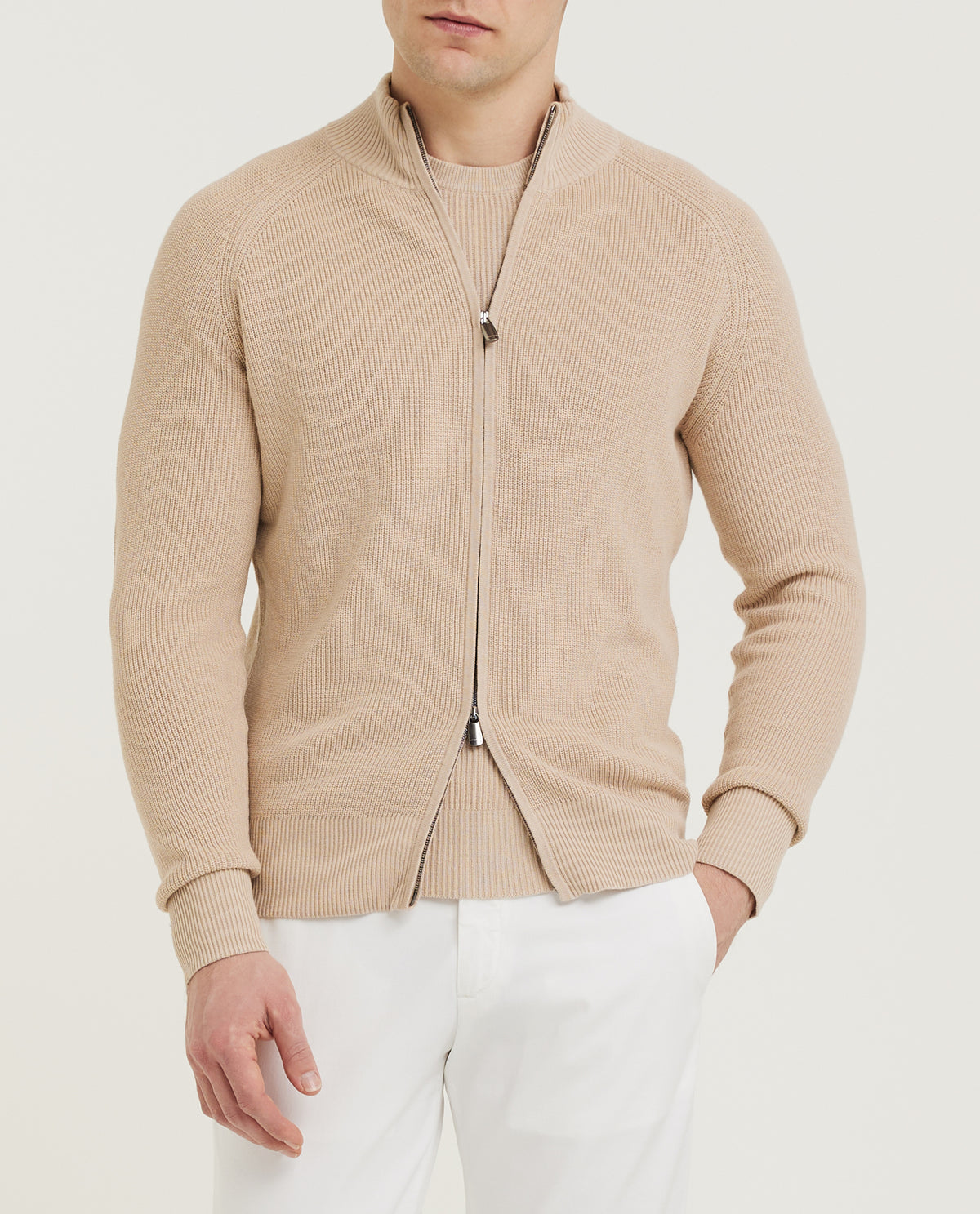 Rib Zip Vest - Lichtbruin