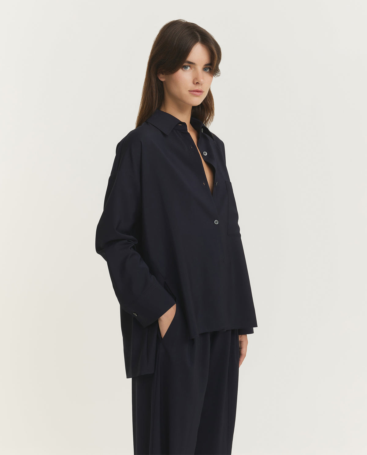 Wollen Shirt - Donkerblauw