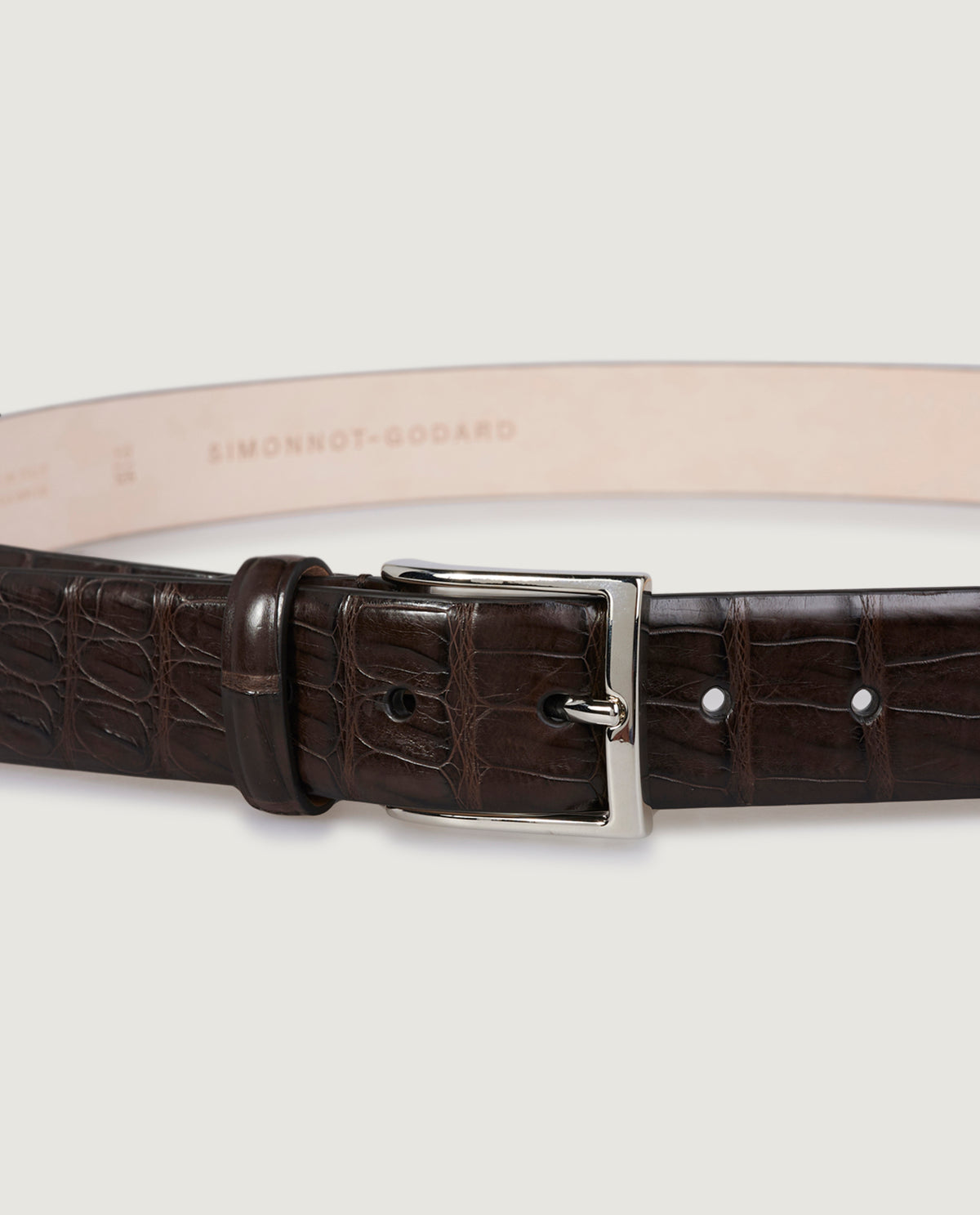 Croco Lederen Riem - Bruin