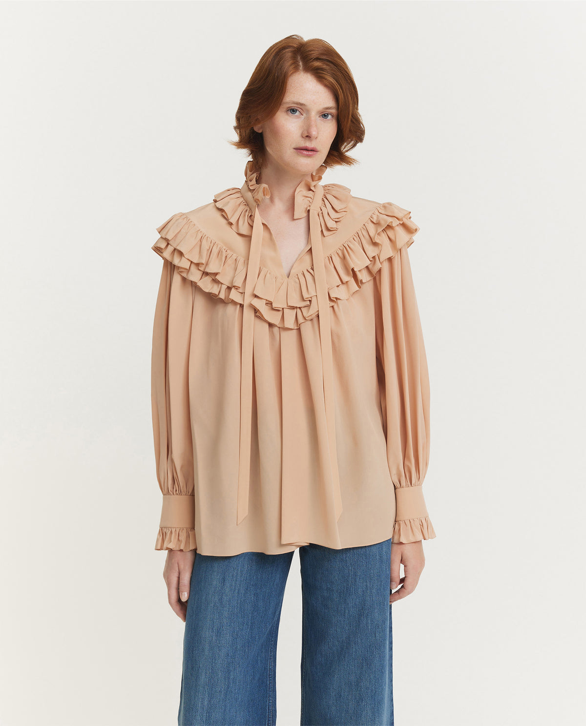 Oversized Gathered Ruffle Top
