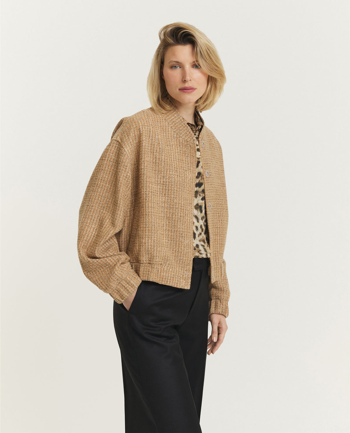 Wool Silk Bomber Jacket