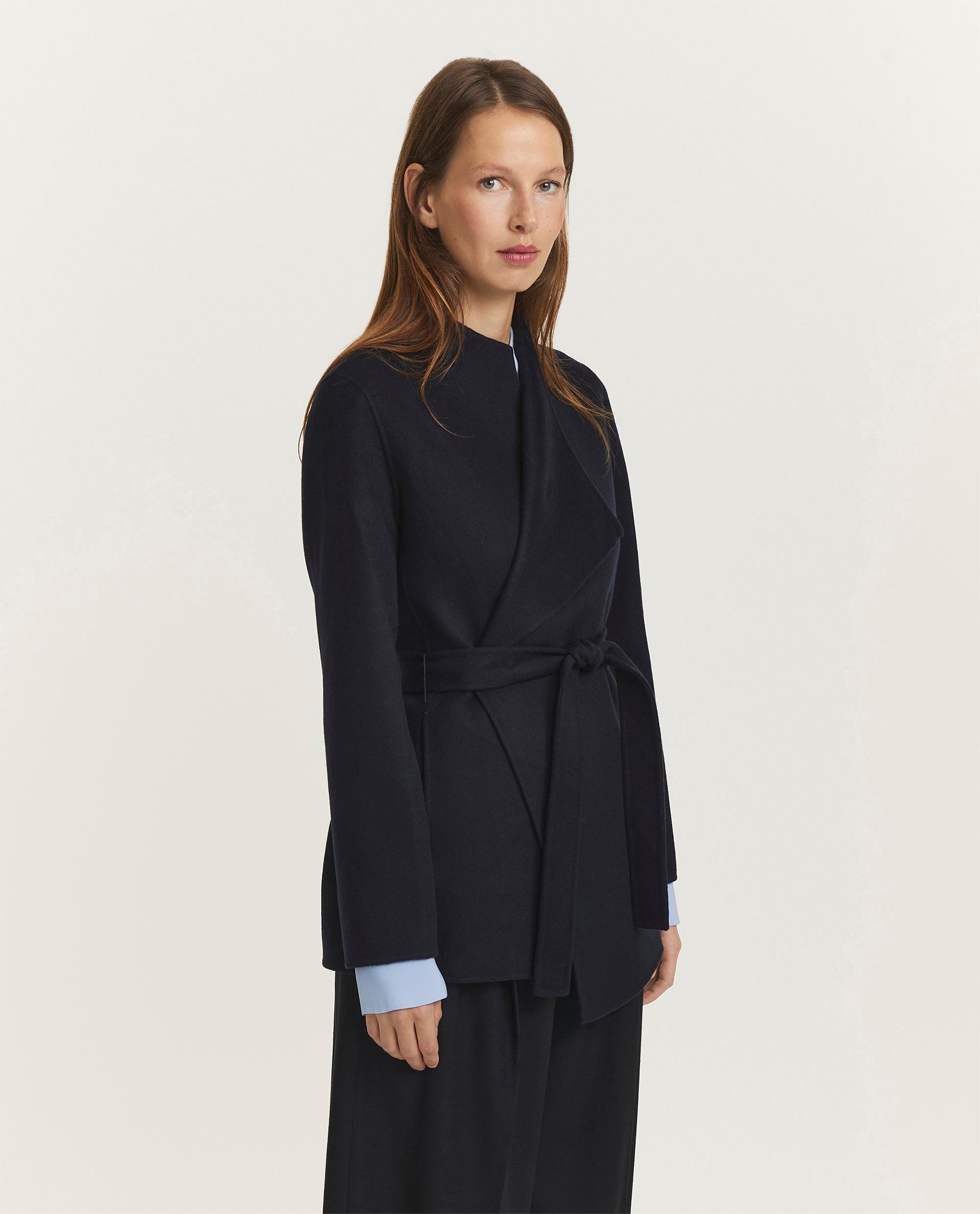 Double face cashmere jas - Donkerblauw