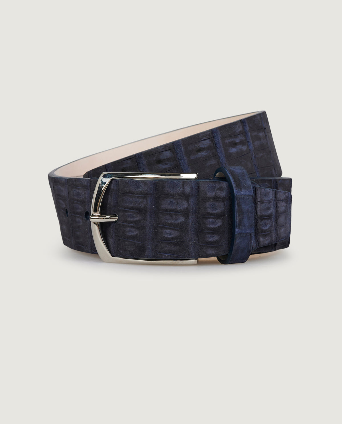 Croco Suede Riem - Donkerblauw
