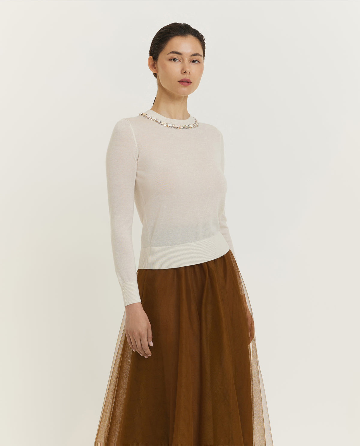 Illuminate Embellished Trui - Ecru