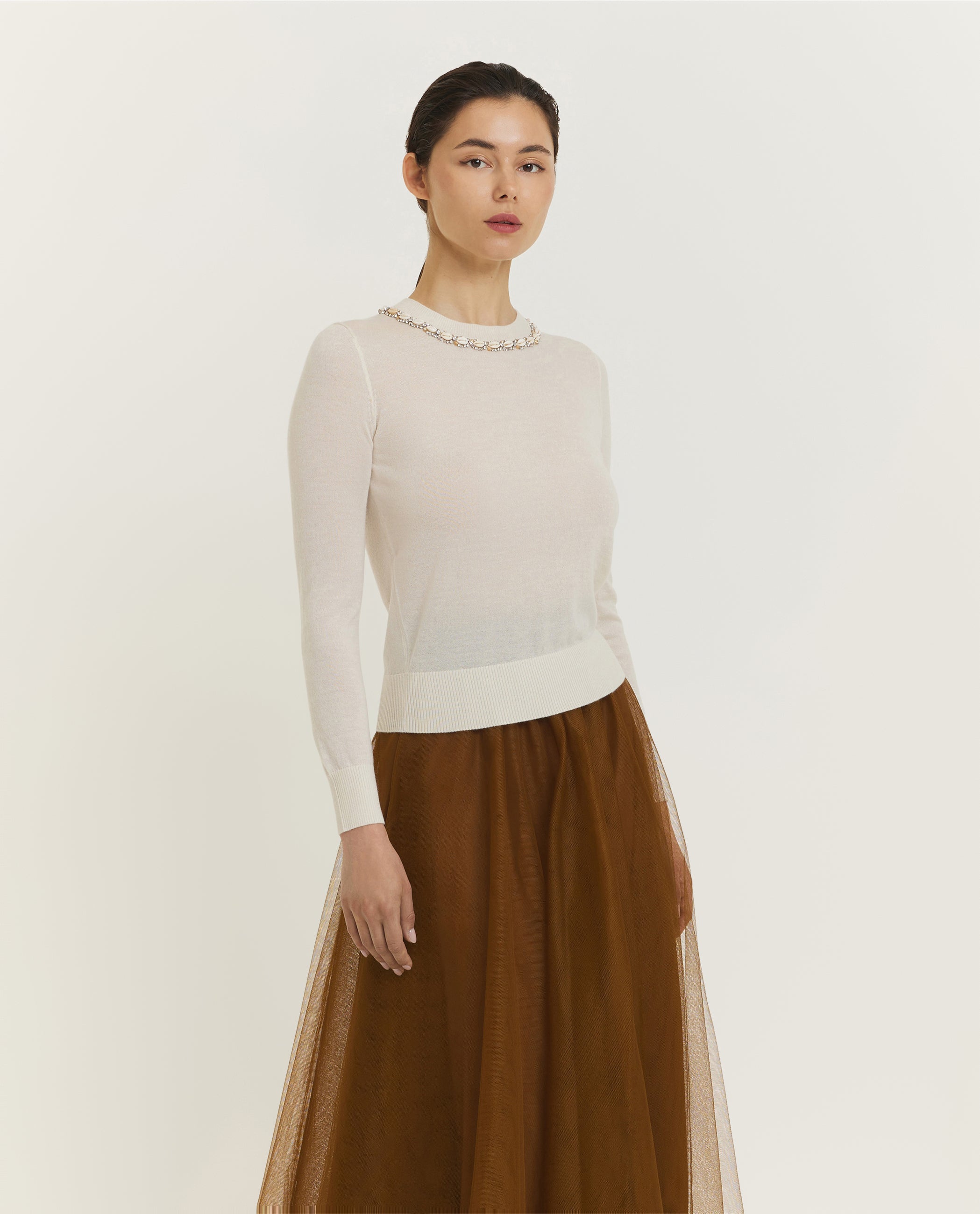 Illuminate Embellished Trui - Ecru