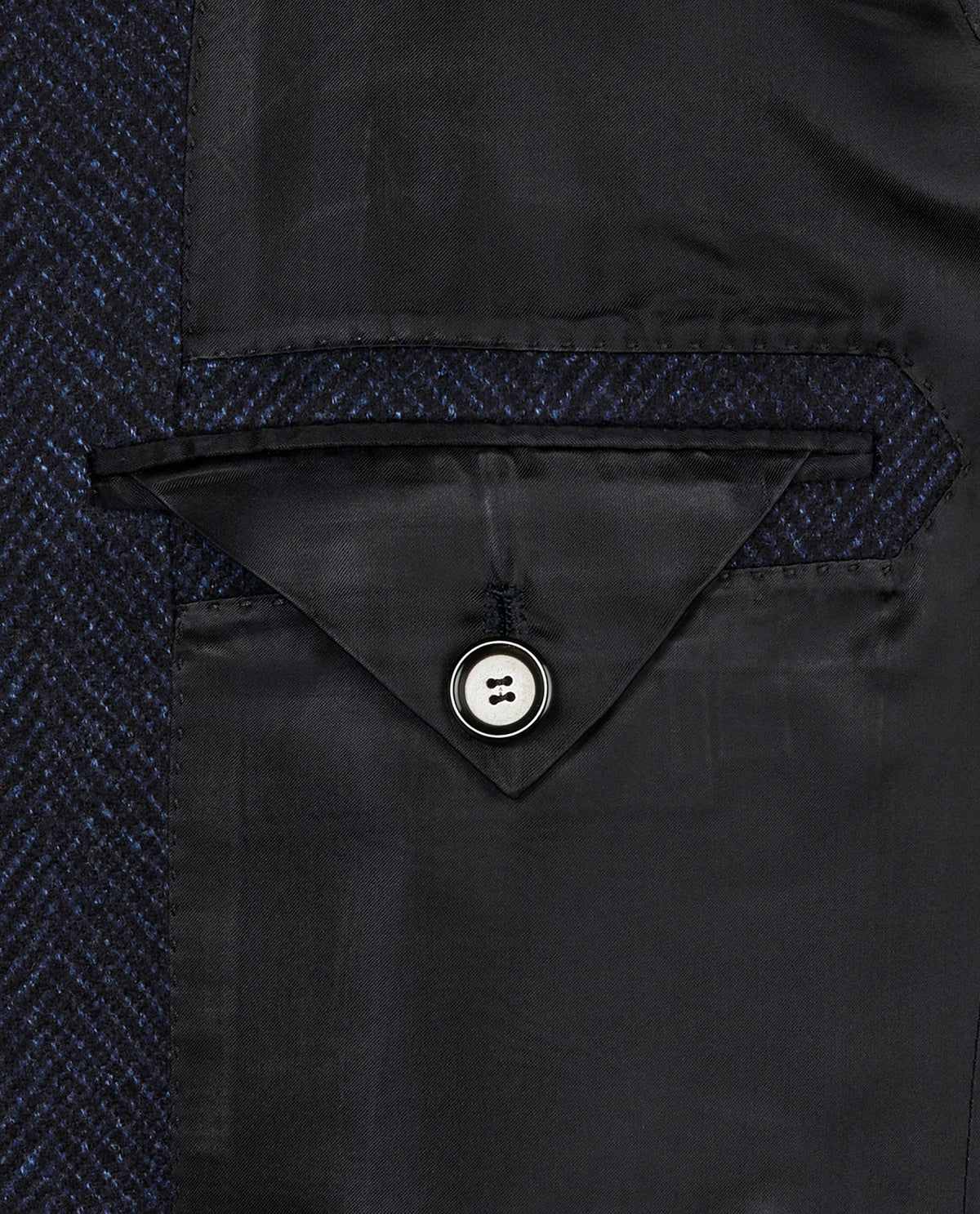 Visgraat Overjas - Donkerblauw