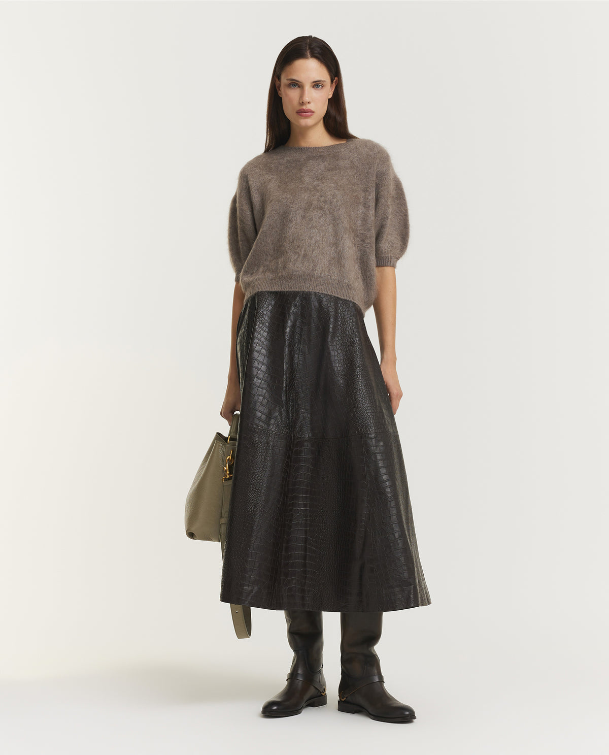 A-Lijn Croco Rok - Bruin