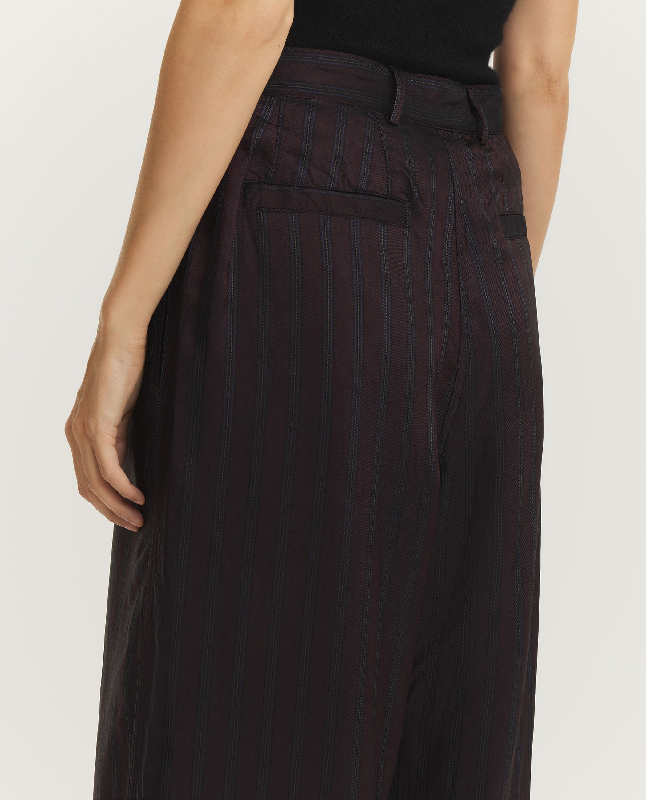 Gestreepte Cupro Broek