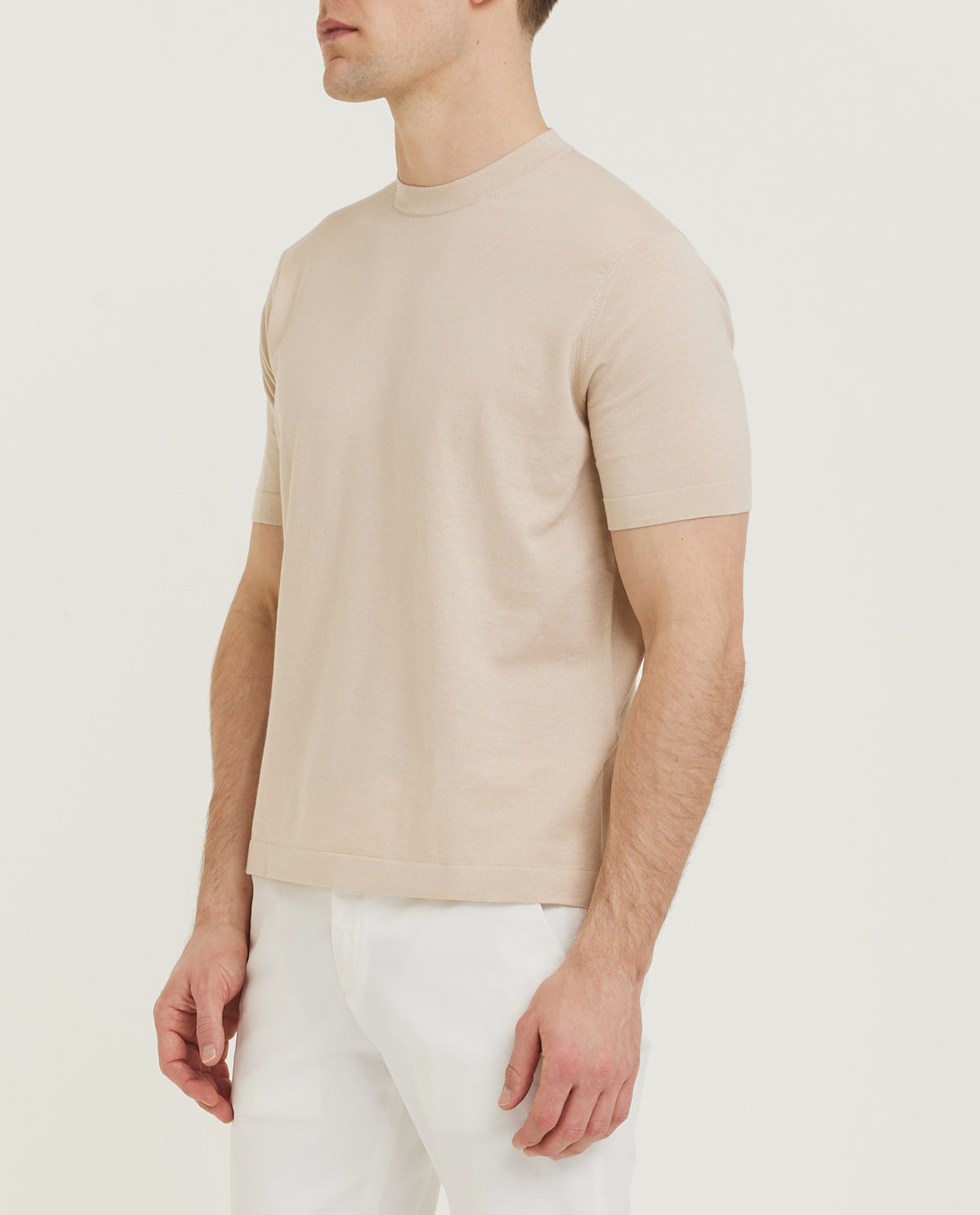 Katoen Zijde T-Shirt - Lichtbruin