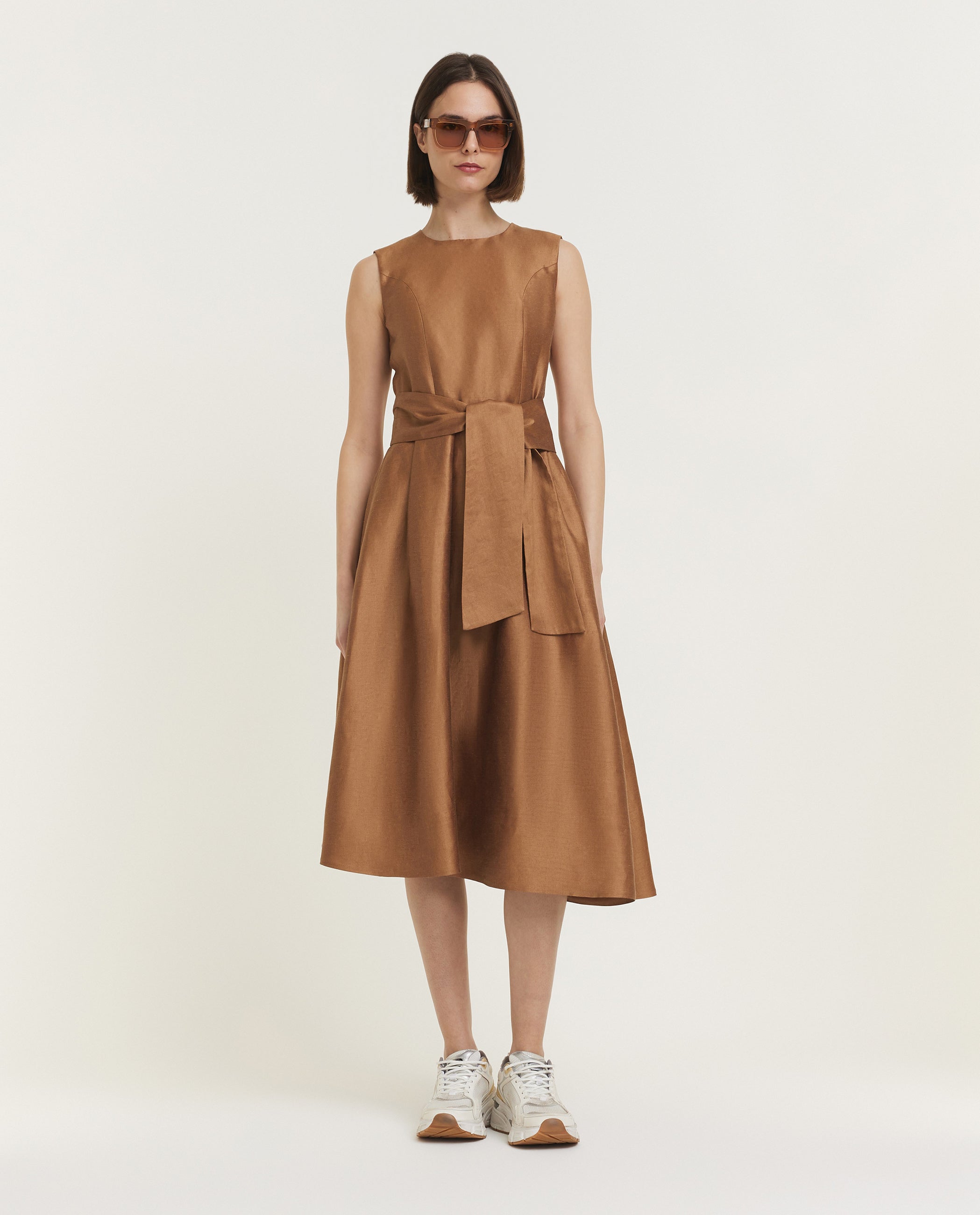 Linen silk blend sleeveless dress