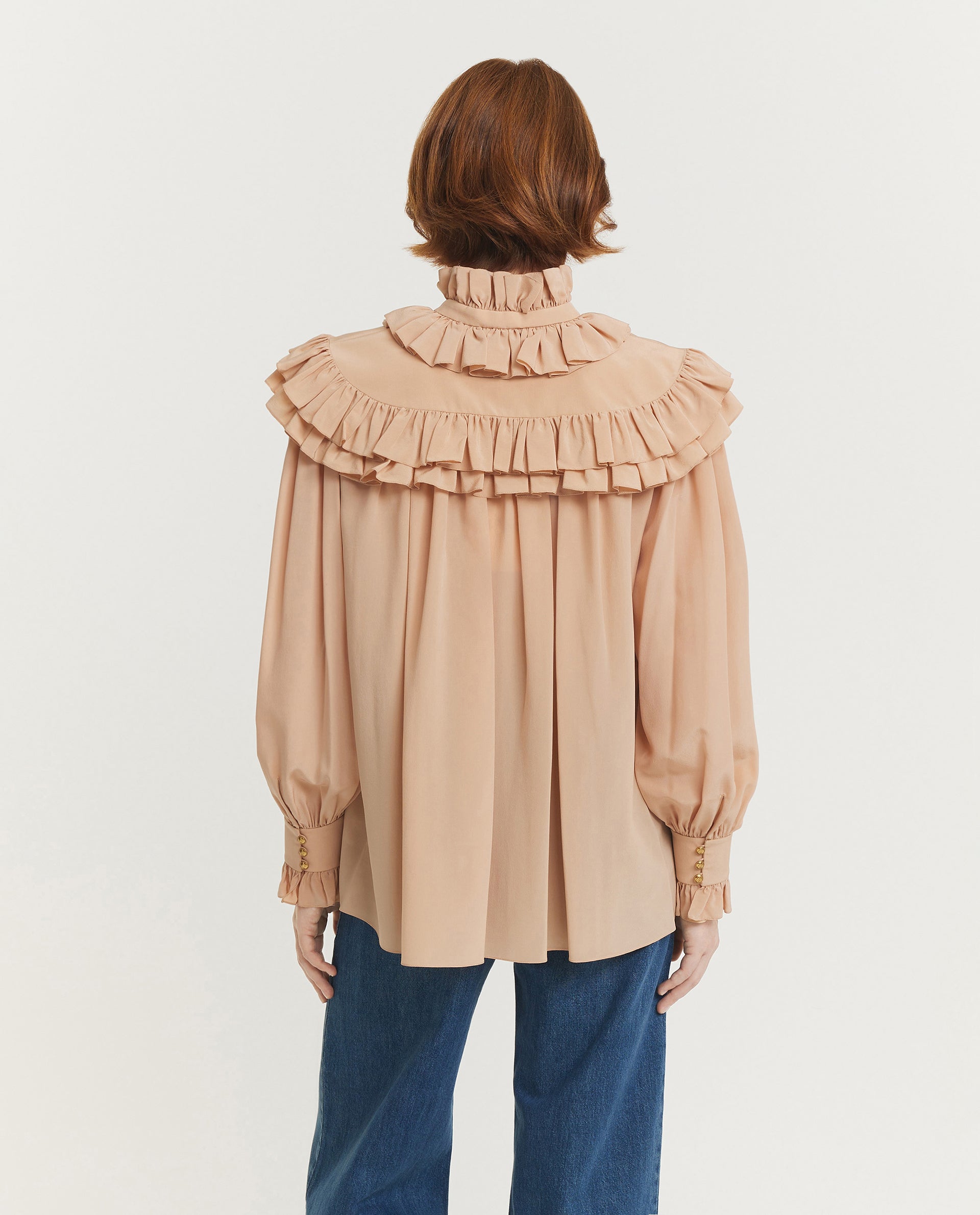 Oversized Gathered Ruffle Top
