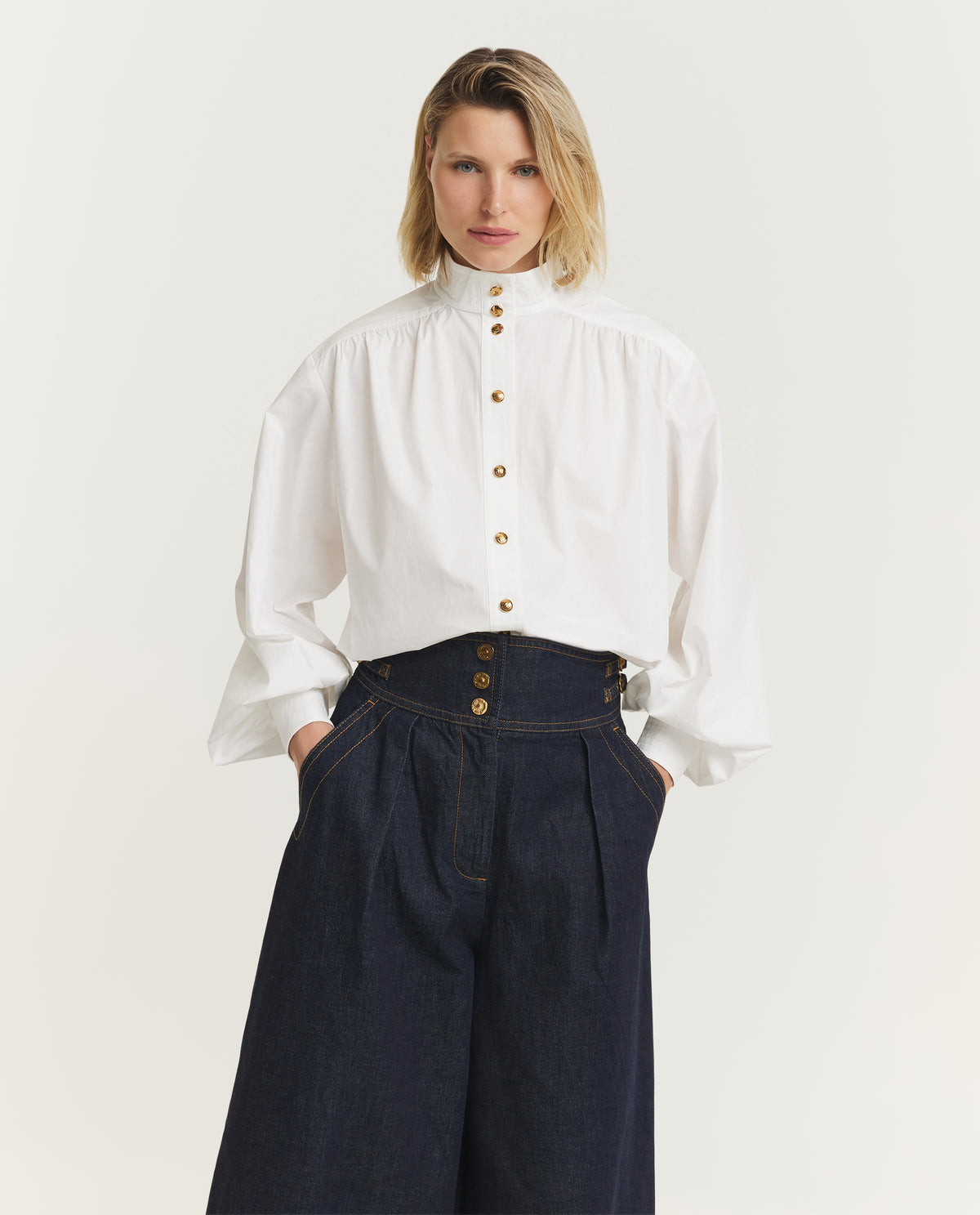 Utility Billow Blouse - Wit