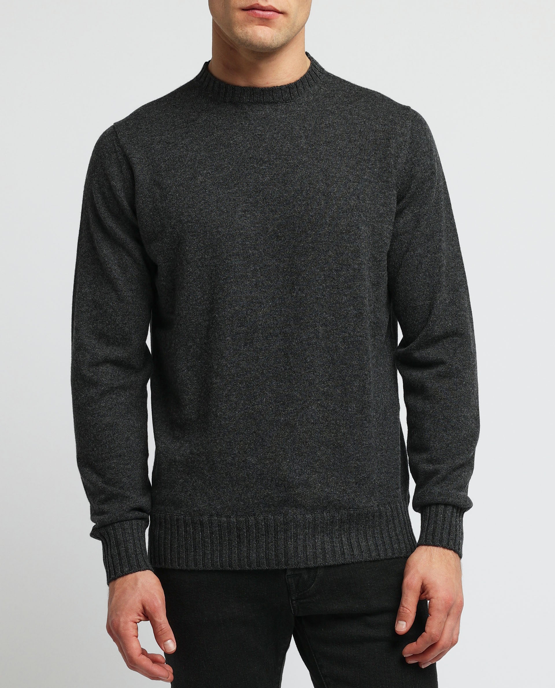 Cashmere Ronde Hals Trui - Donkergrijs