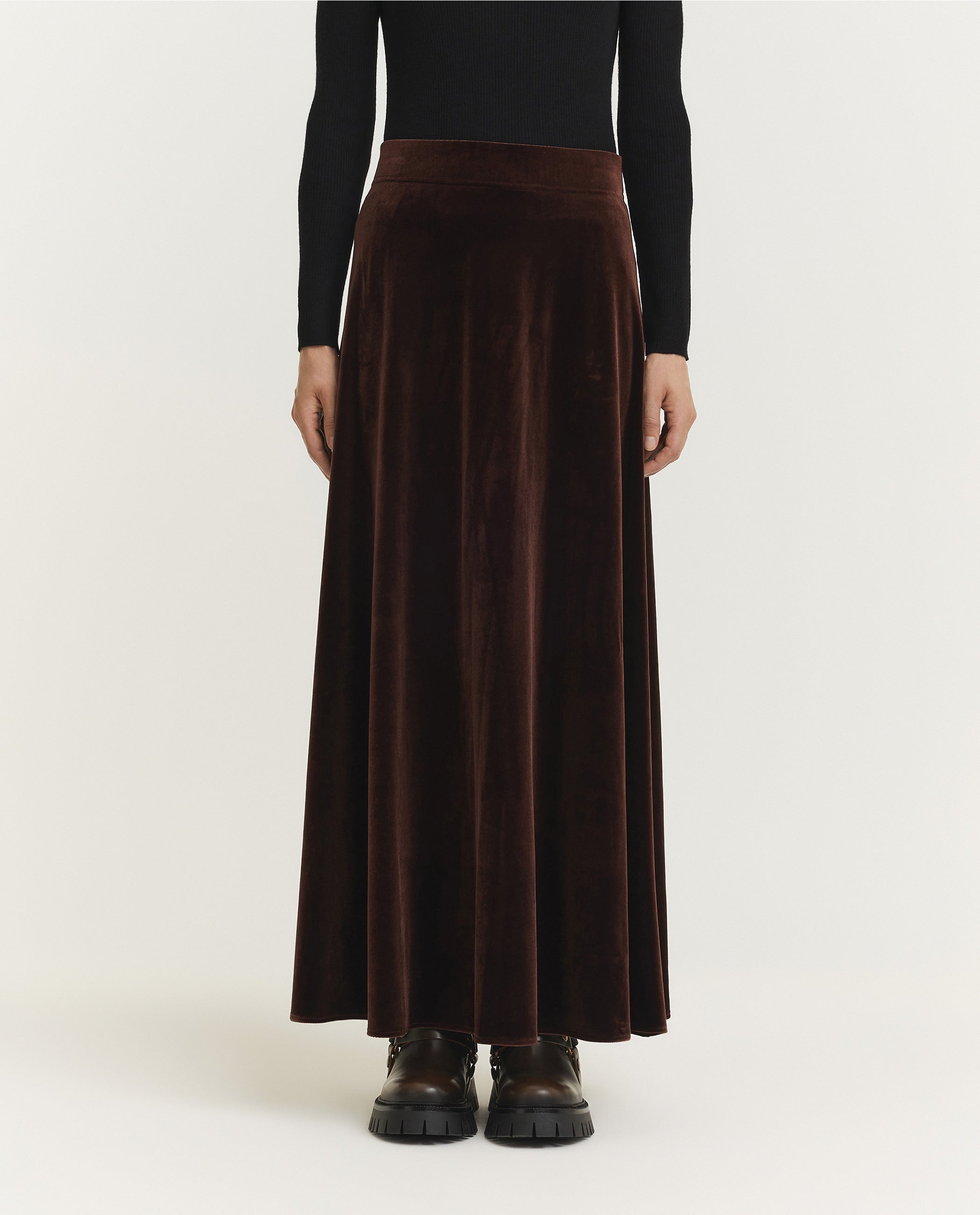 Fluwelen Maxi Rok - Bruin