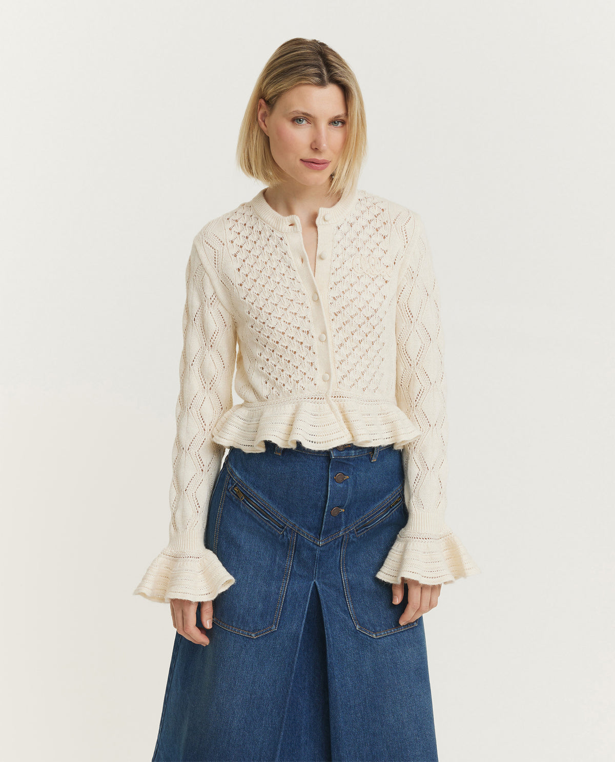 Ruffled Logo Vest - Ecru