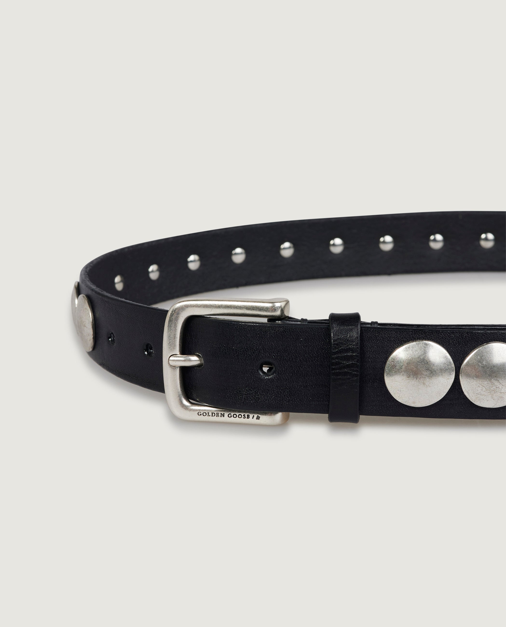 Leren riem met studs - Zwart