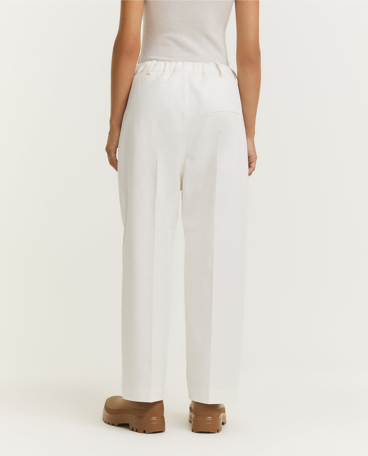 Canvas Bandplooi Broek - Wit