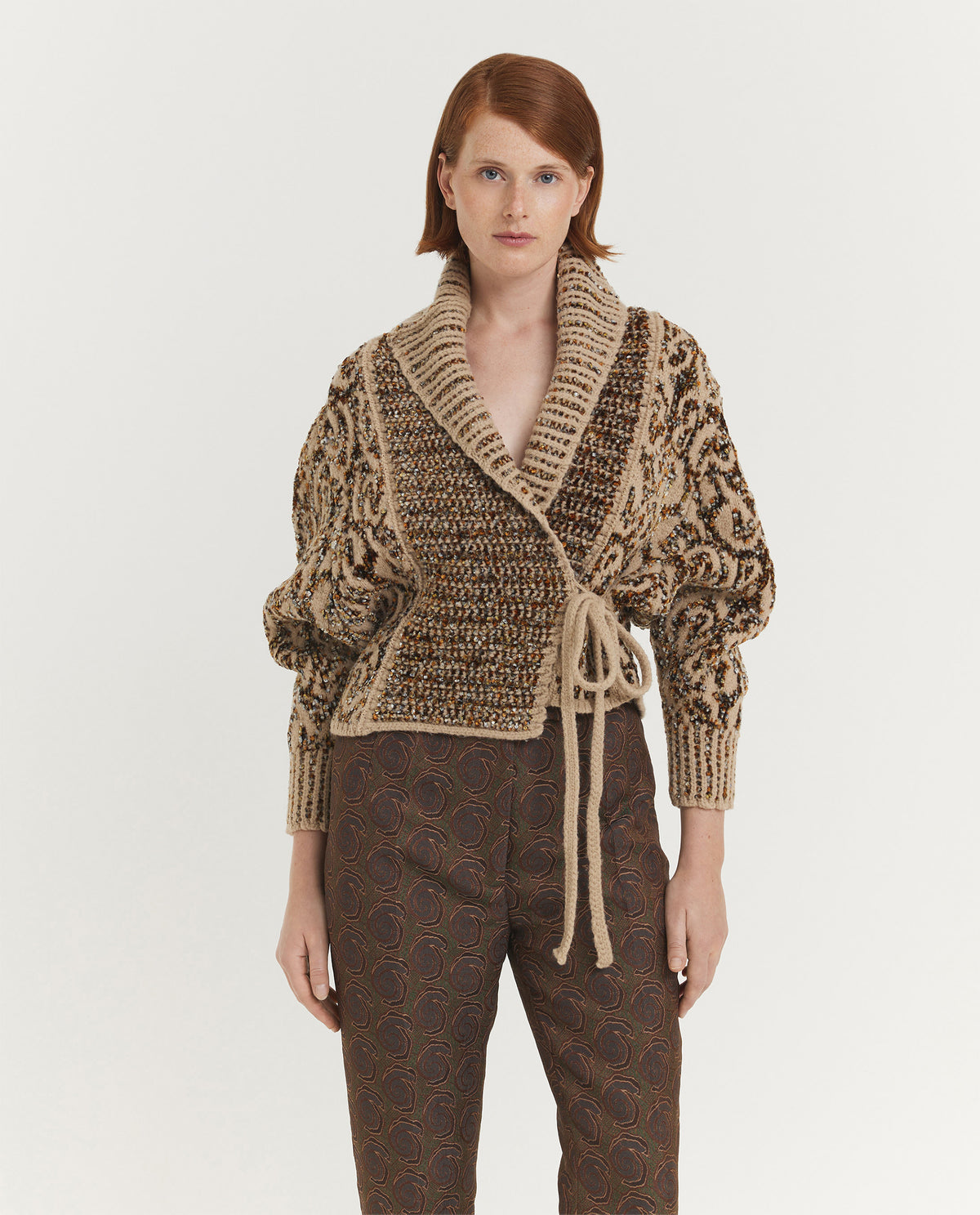 Jacquard Wrap Cardigan