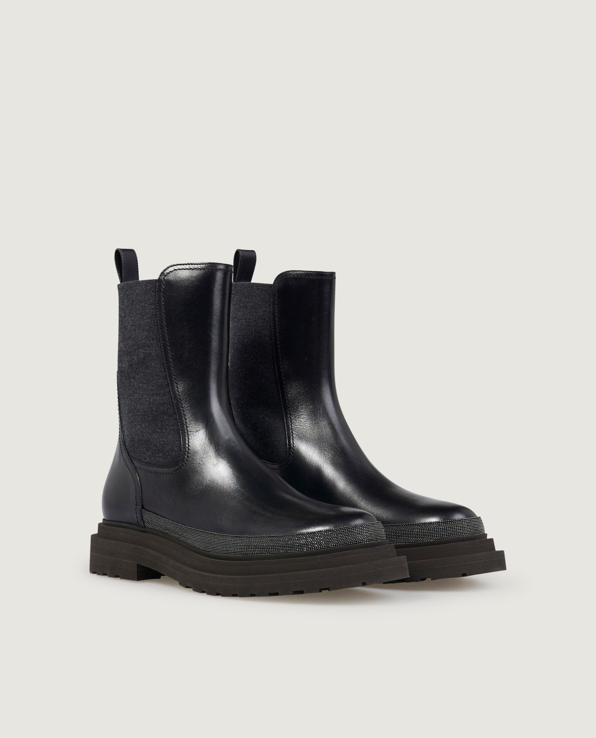 Leren laarzen met monili - Zwart