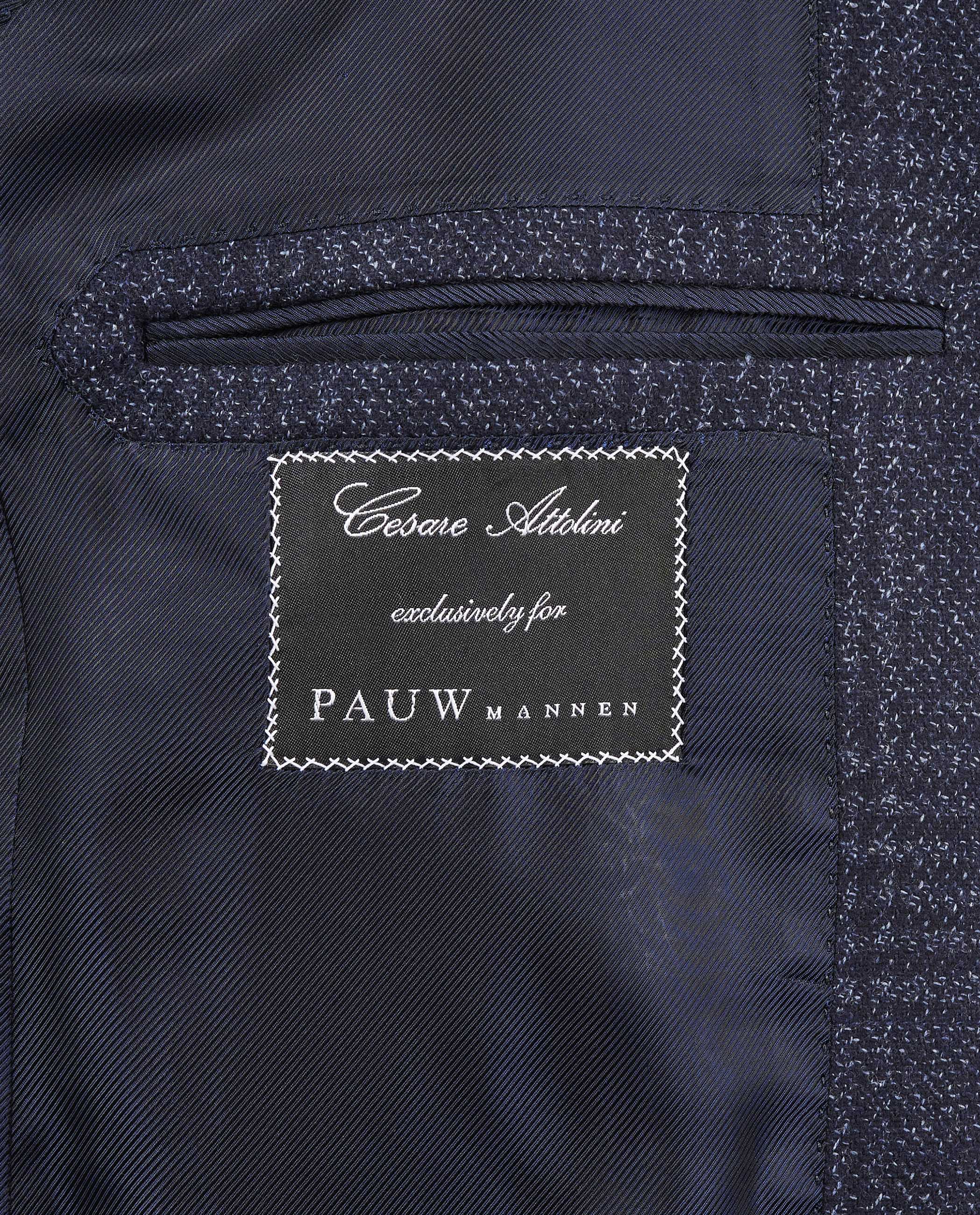 Wol Zijden Glencheck Jasje - Donkerblauw