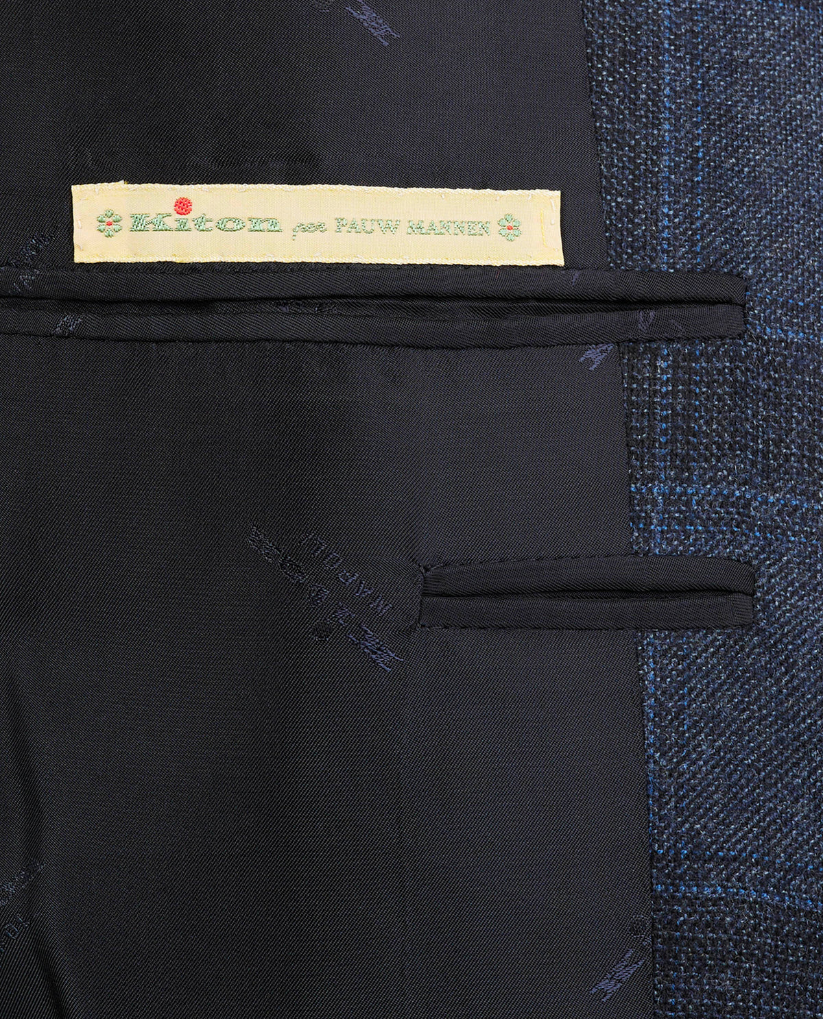 Geruit Handgemaakt Cashmere Jasje - Blauw