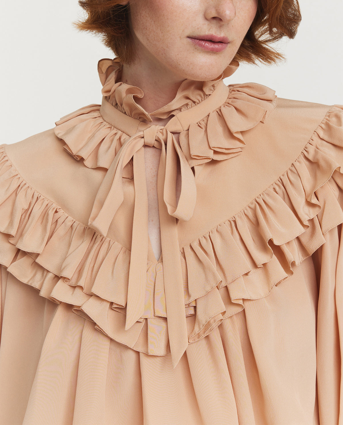 Oversized Gathered Ruffle Top