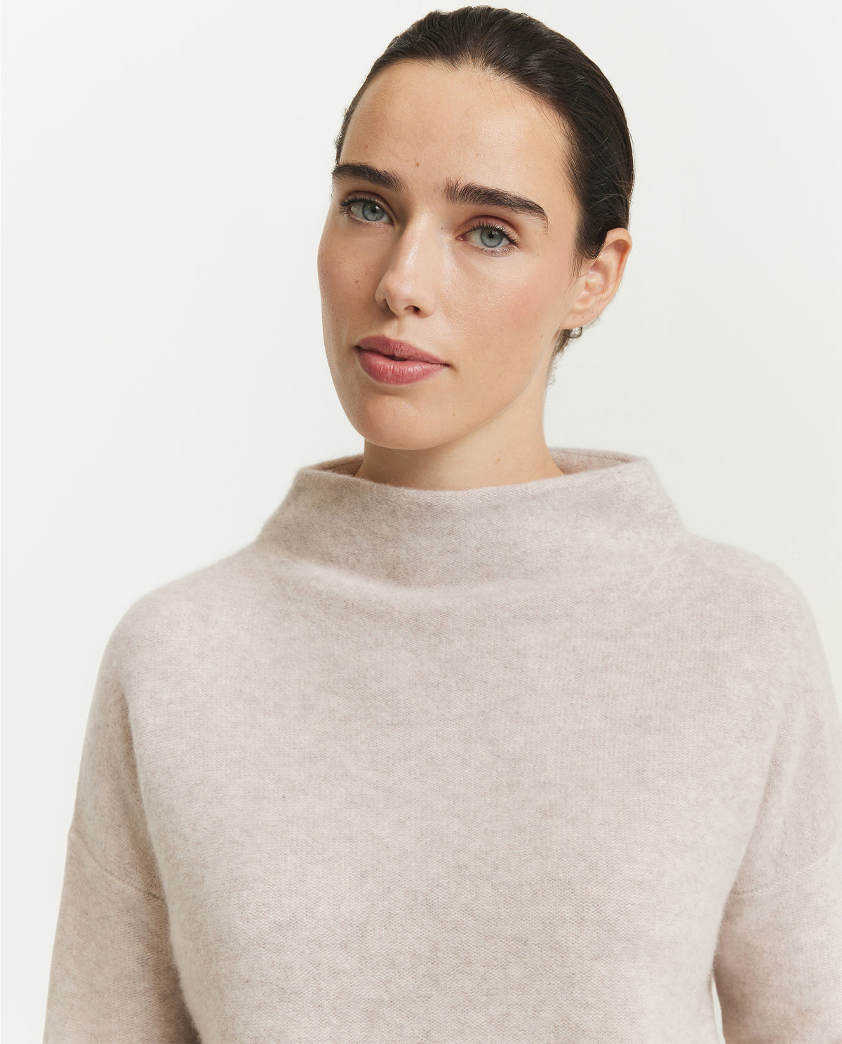 Plush Funnel Nek Trui - Lichtgrijs