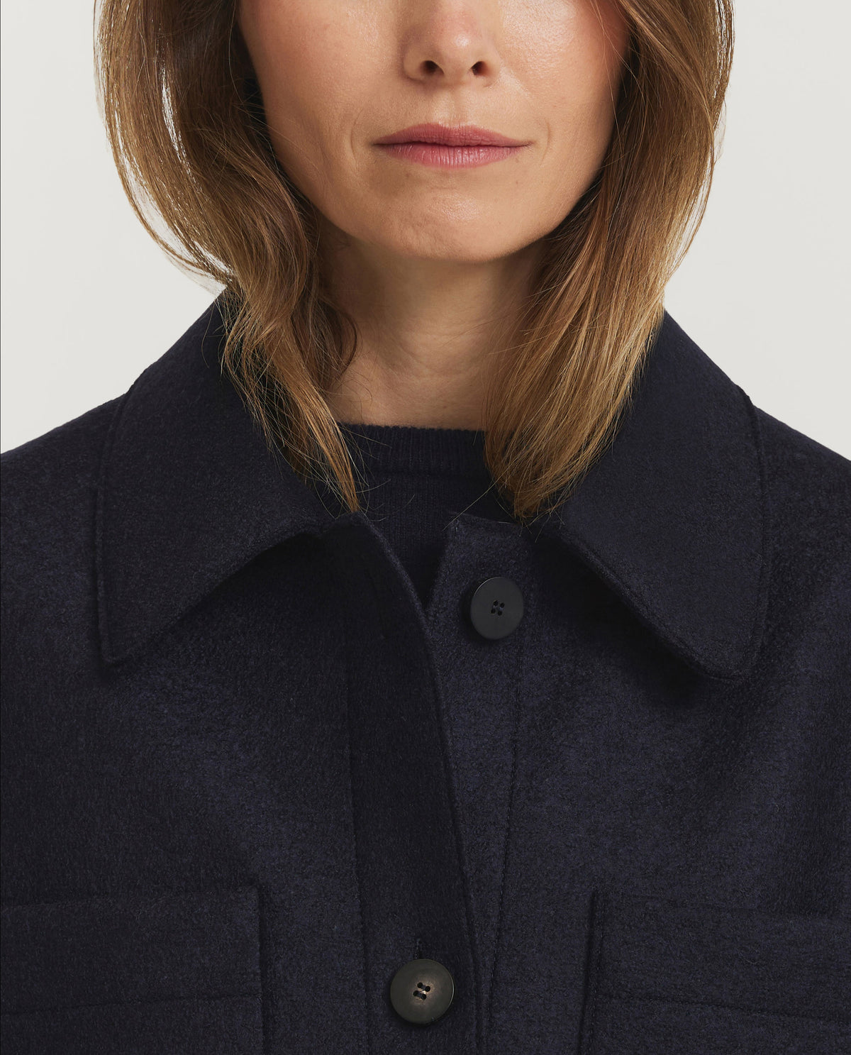 Geperst Wollen Jas - Donkerblauw