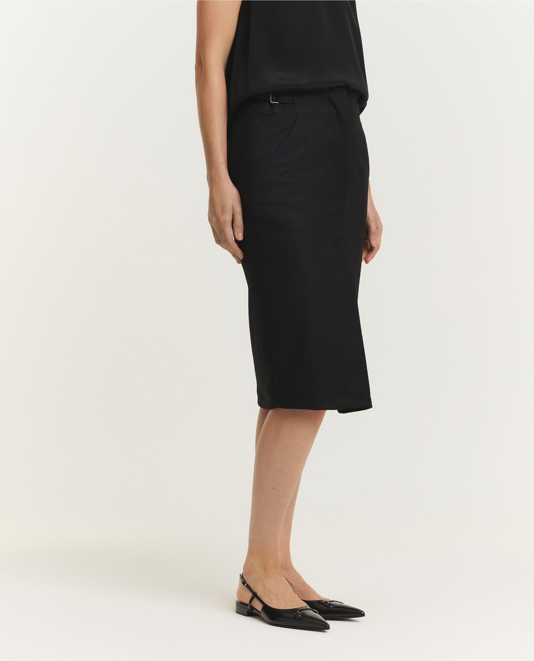 Wool Blend Pencil Skirt