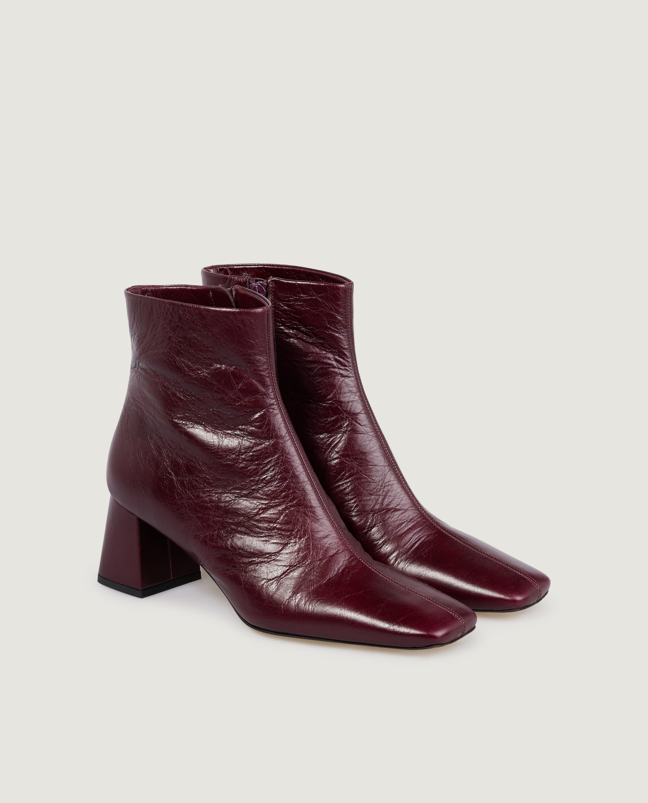 Heeled Patent Leather Ankle Boots