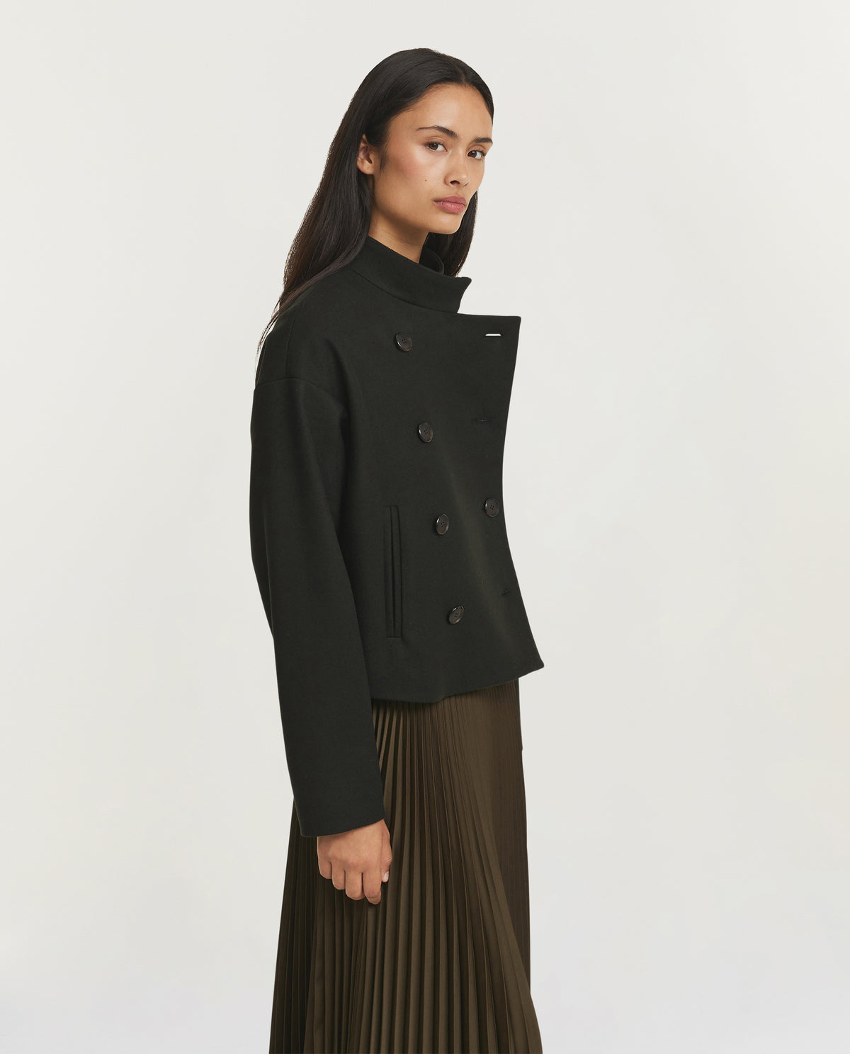 Kort Wollen Jas - Groen