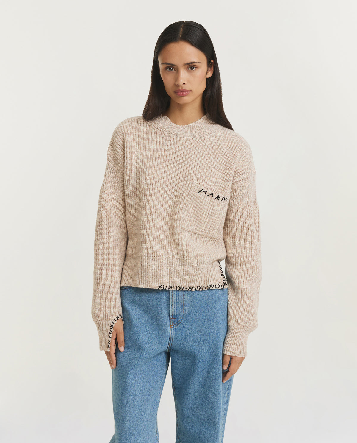 Wol Mending Trui - Lichtbruin