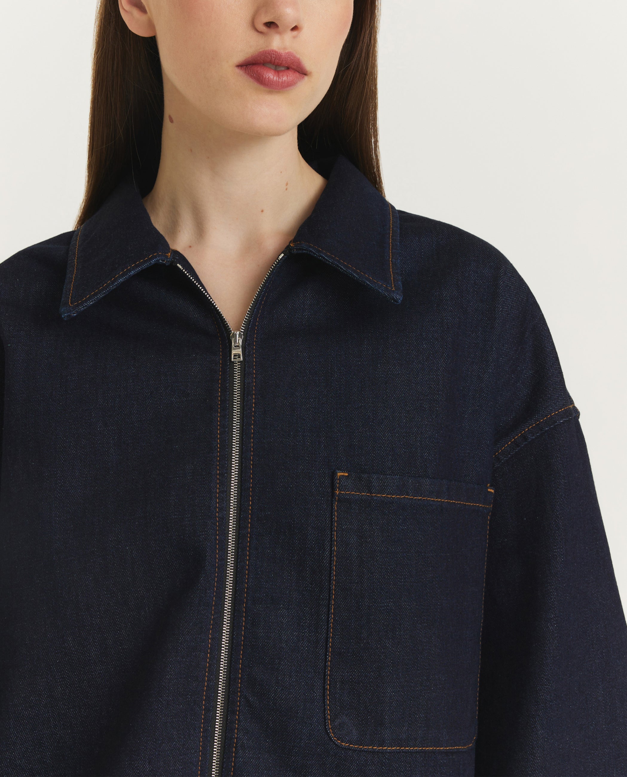 Cropped Denim Jasje - Donkerblauw
