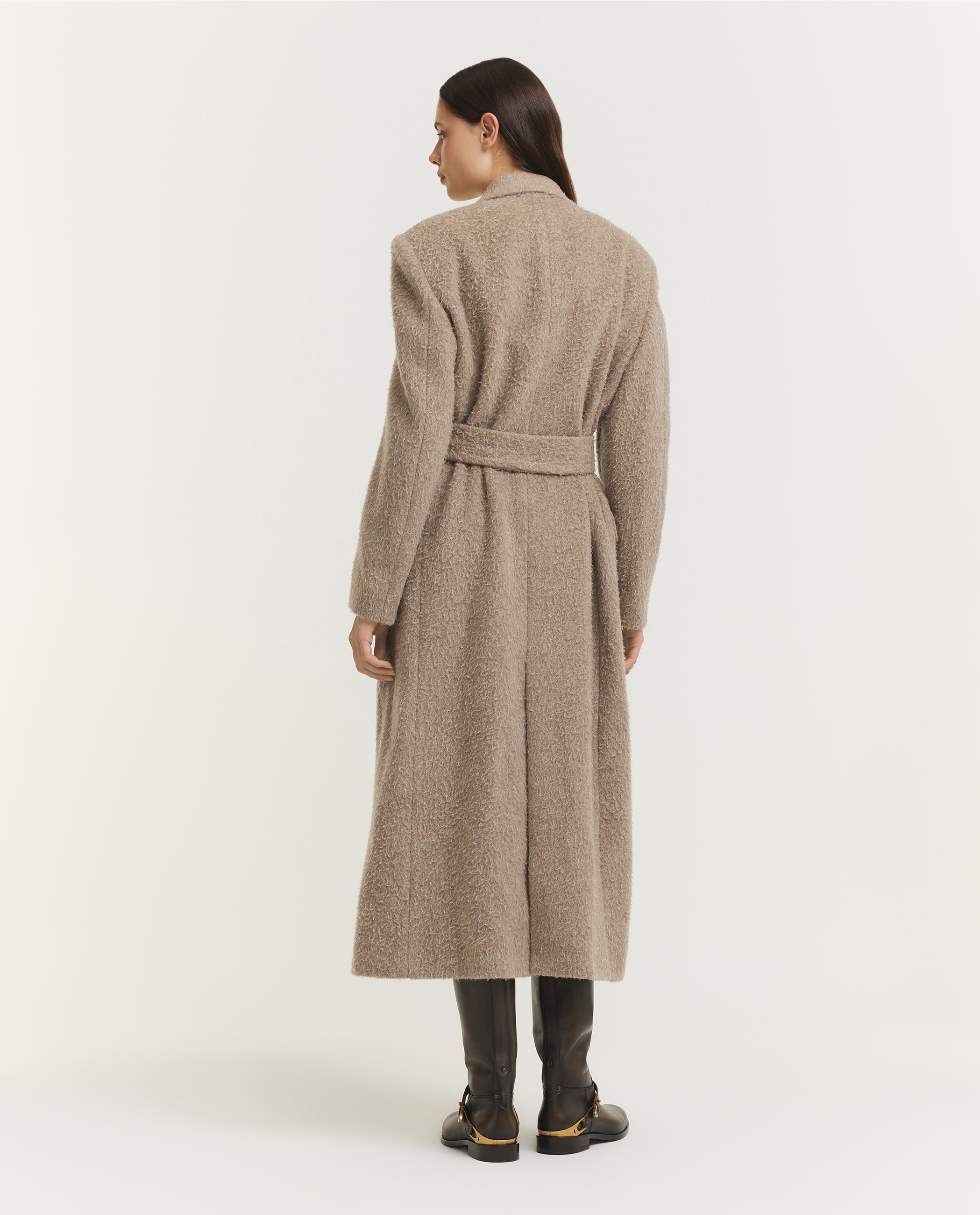 Shaggy Double Breasted Coat - Lichtbruin