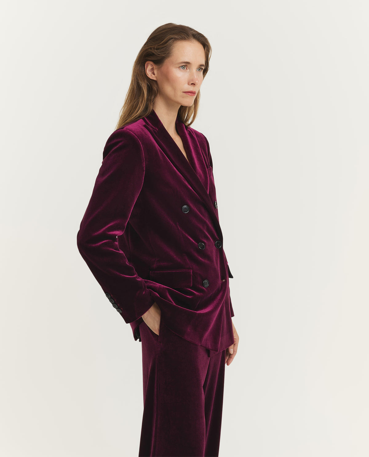 Fluwelen Double-Breasted Jasje - Rood