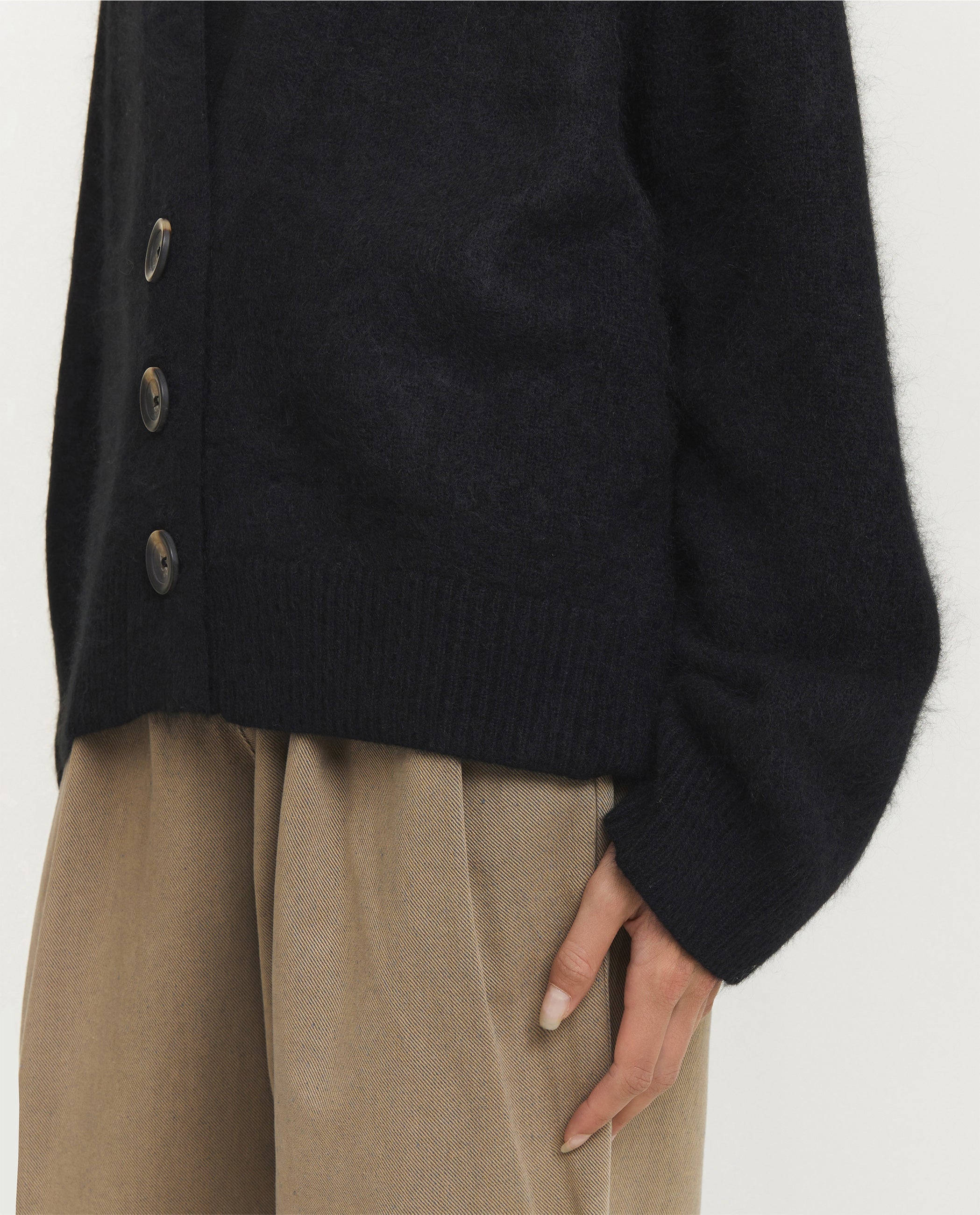 Relaxed Wollen Vest - Zwart