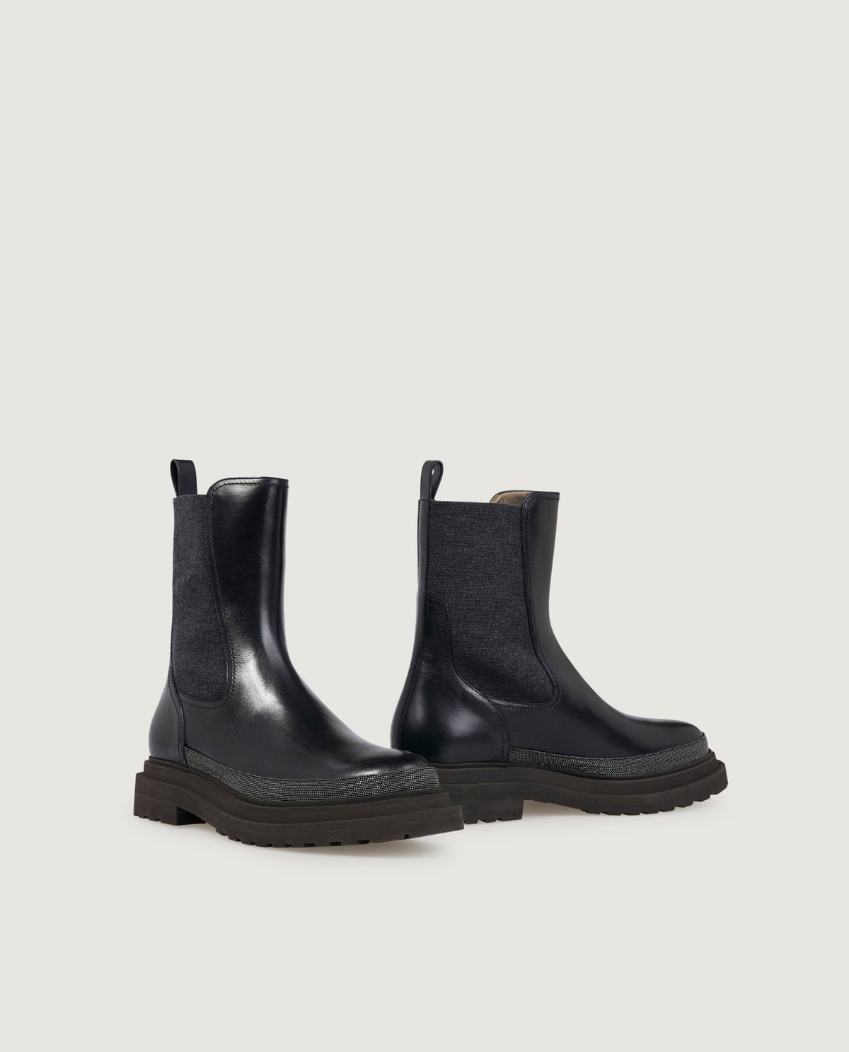 Leren laarzen met monili - Zwart