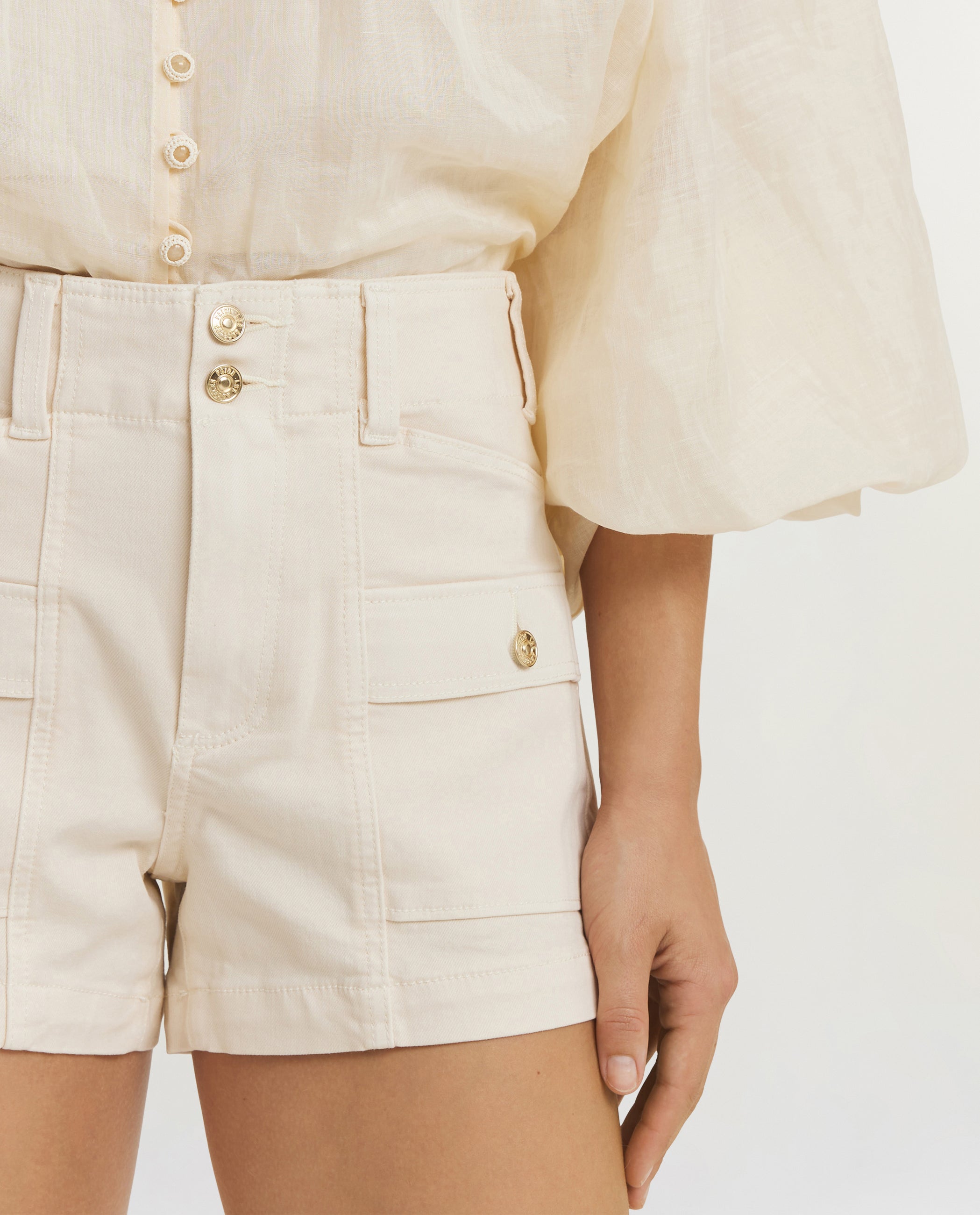 Olivia Cargo Shorts - Ecru