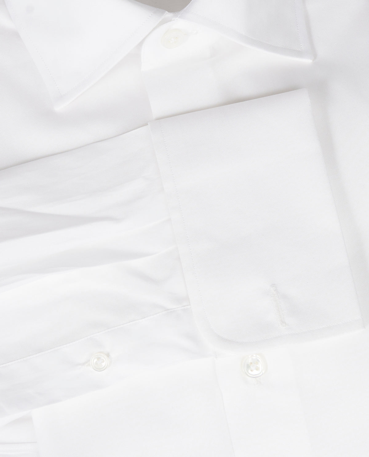 Dubbel Manchet Visgraat Shirt - Wit