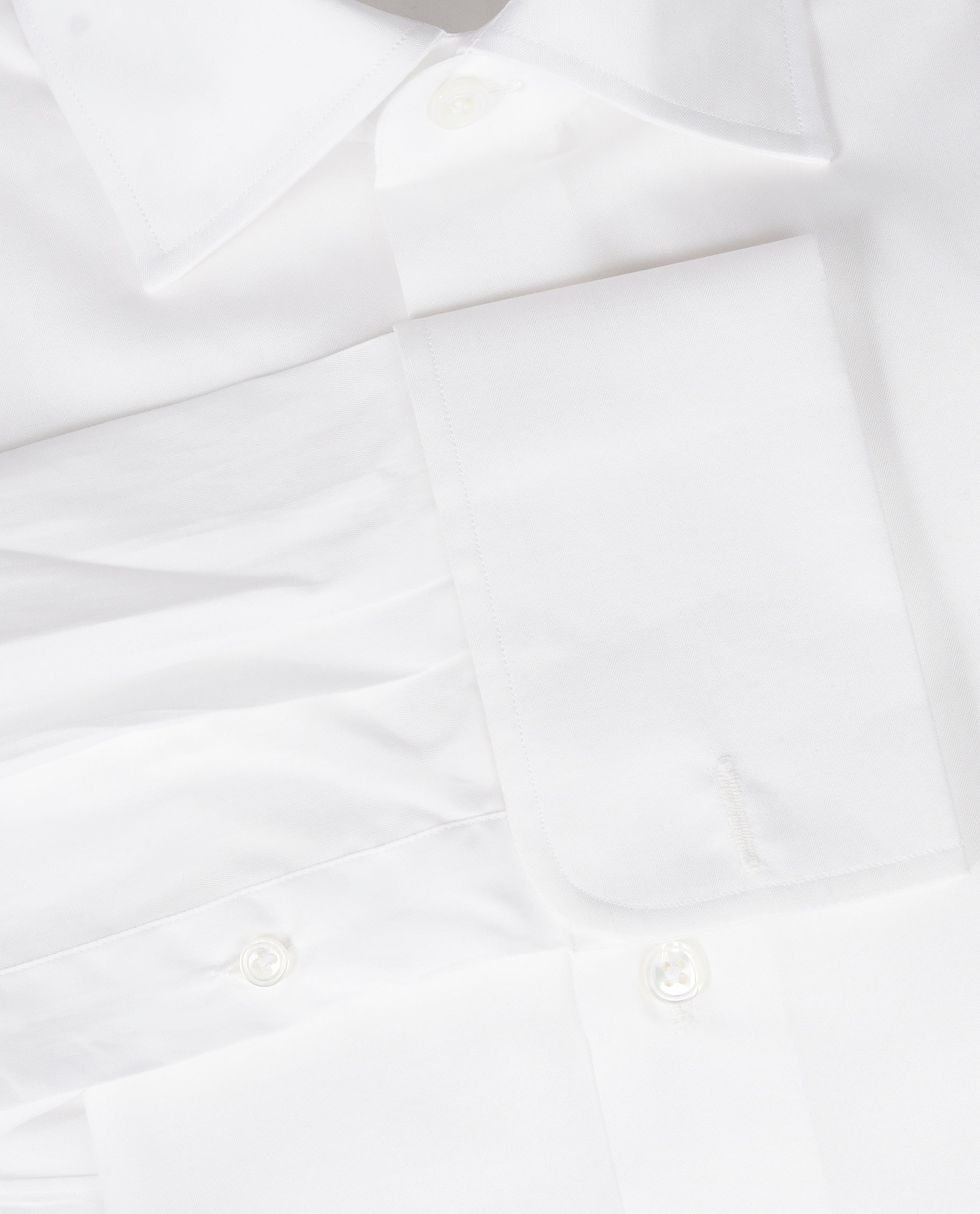 Dubbel Manchet Visgraat Shirt - Wit