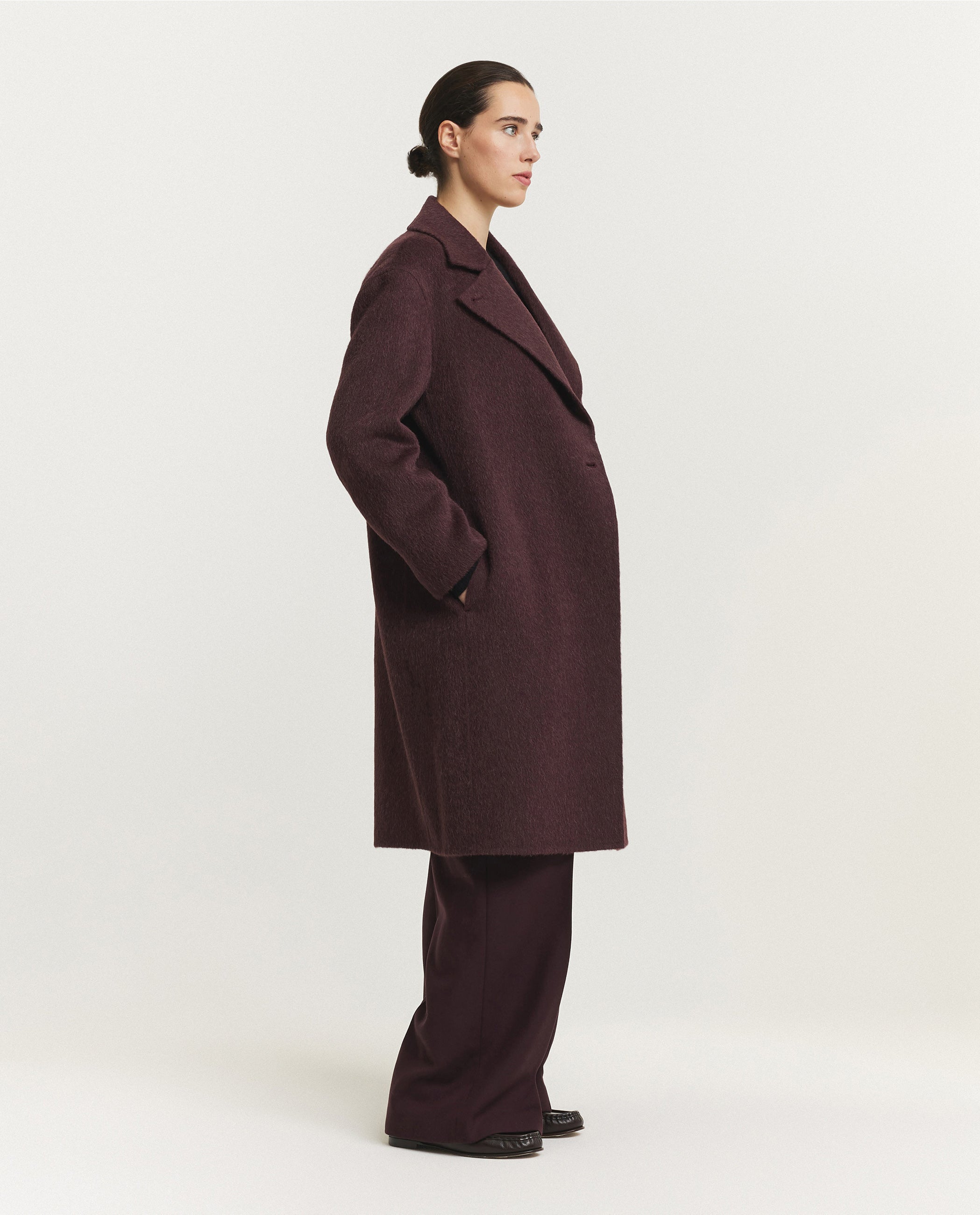 Brushed Double Face Yves Coat - Paars