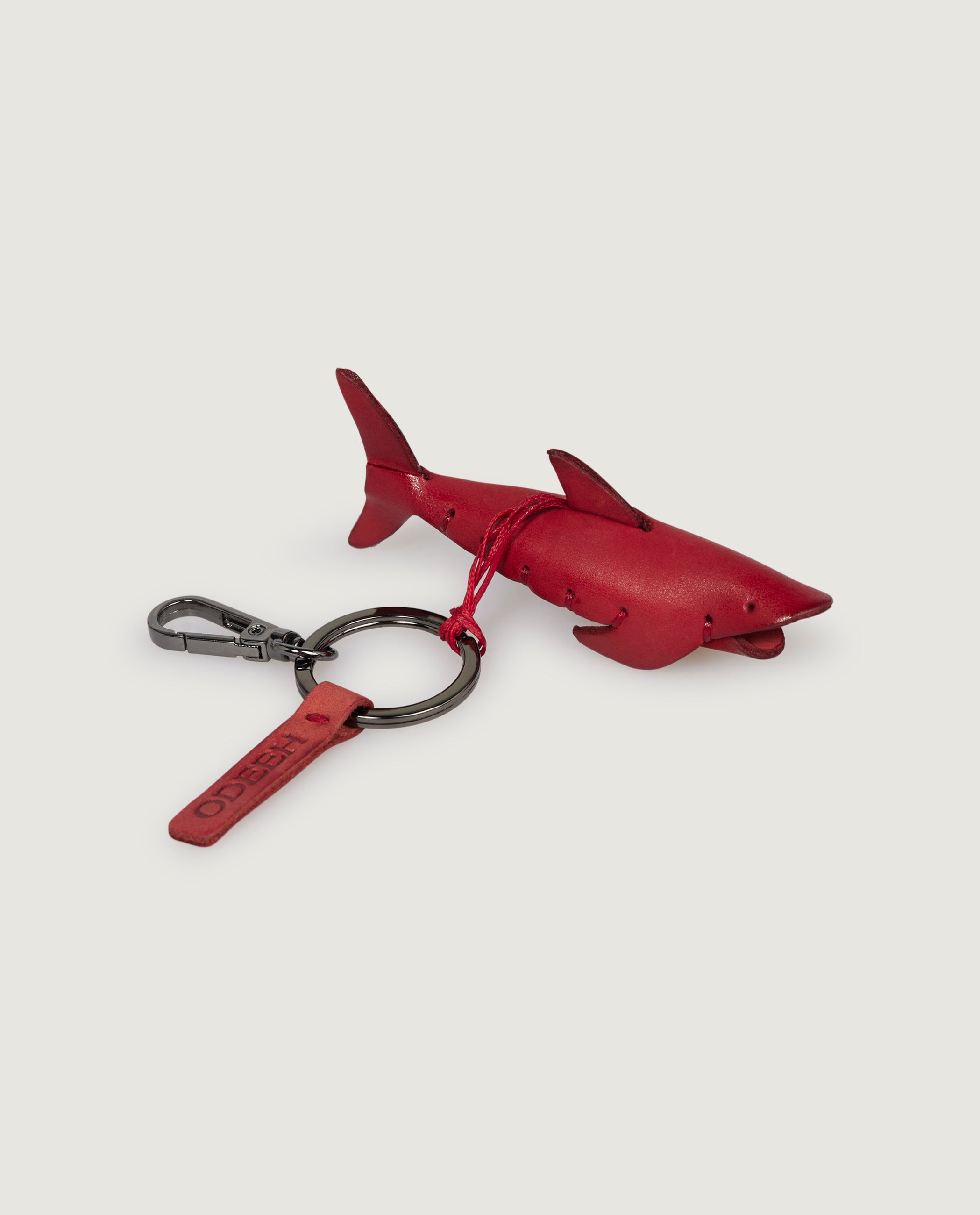 Lederen Haai Sleutelhanger - Rood