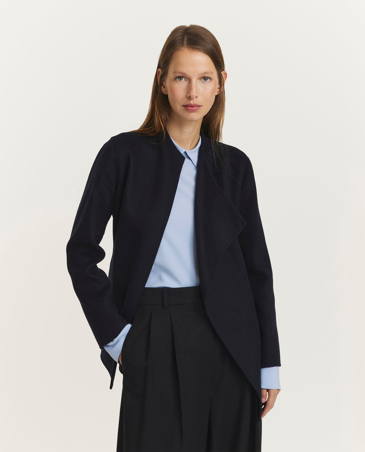 Double face cashmere jas - Donkerblauw